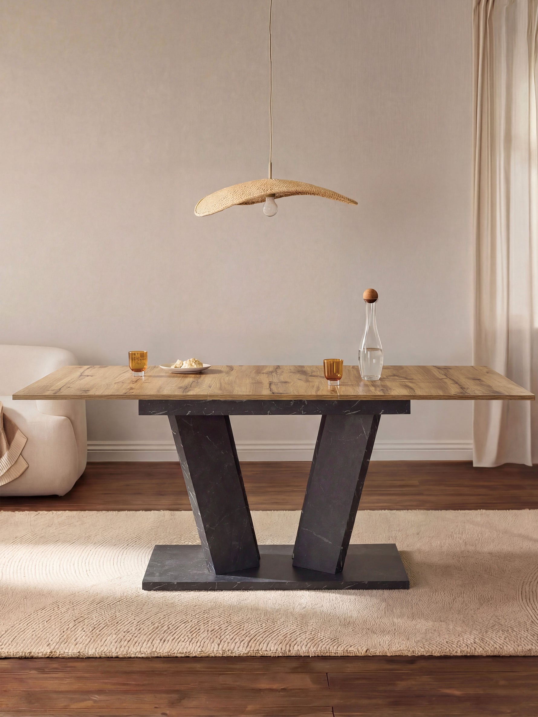 Esstisch MARA – Ausziehbarer Tisch mit & Metallgestell