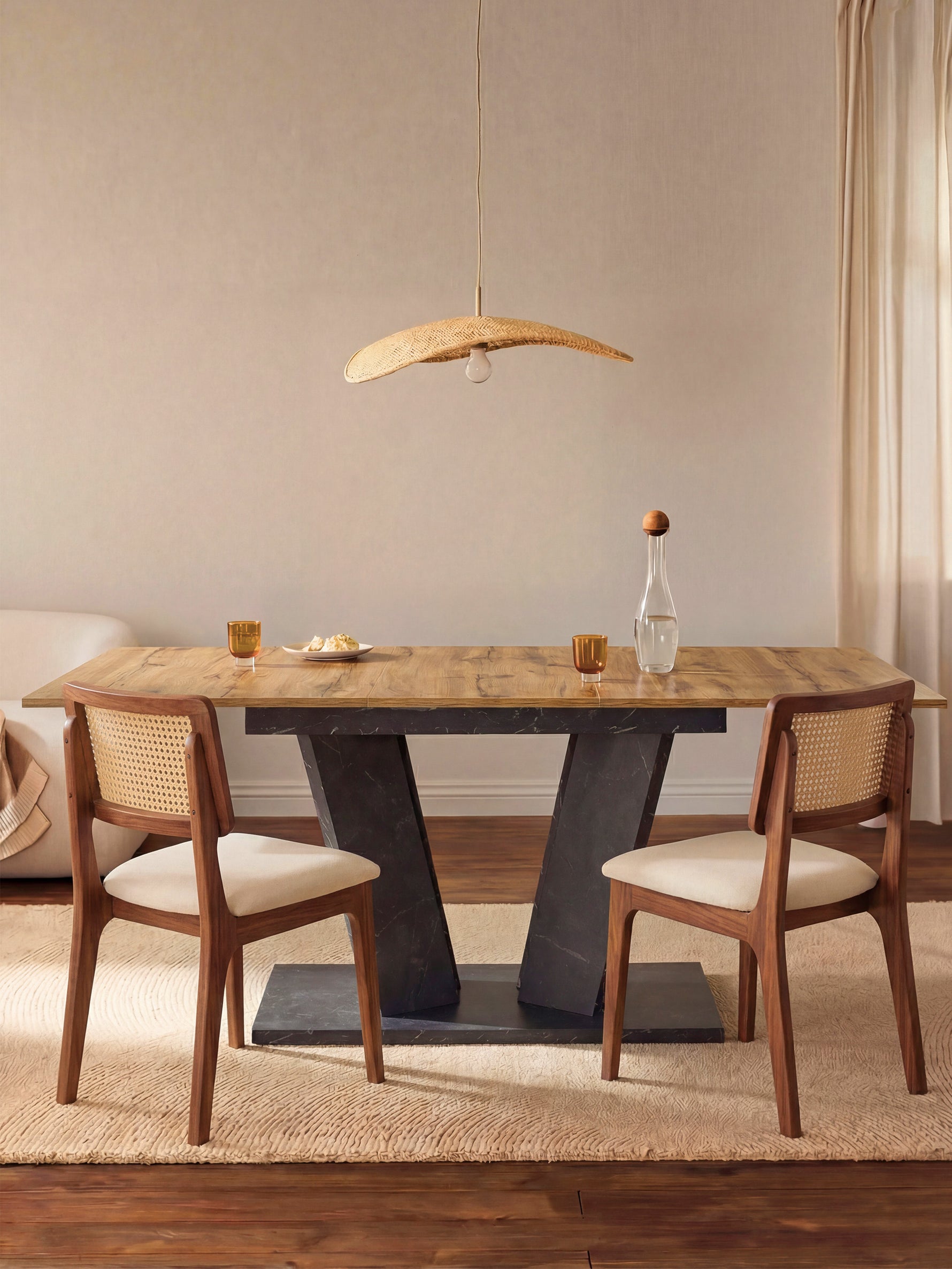 Esstisch MARA – Ausziehbarer Tisch mit & Metallgestell