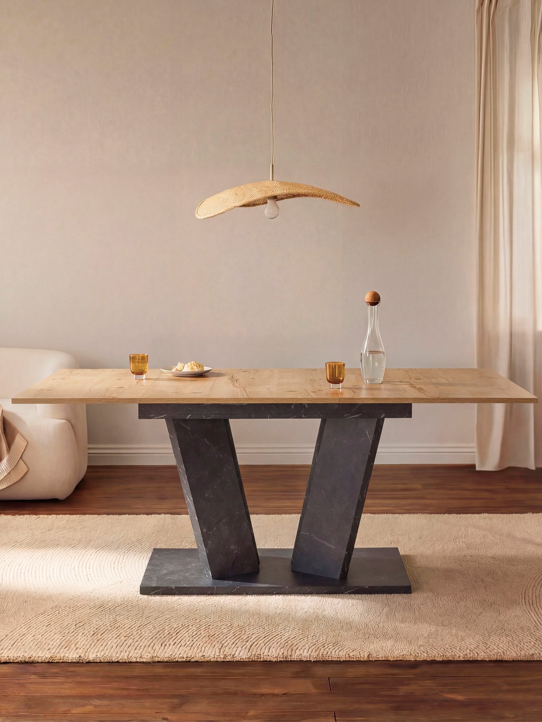 Esstisch MARA – Ausziehbarer Tisch mit & Metallgestell