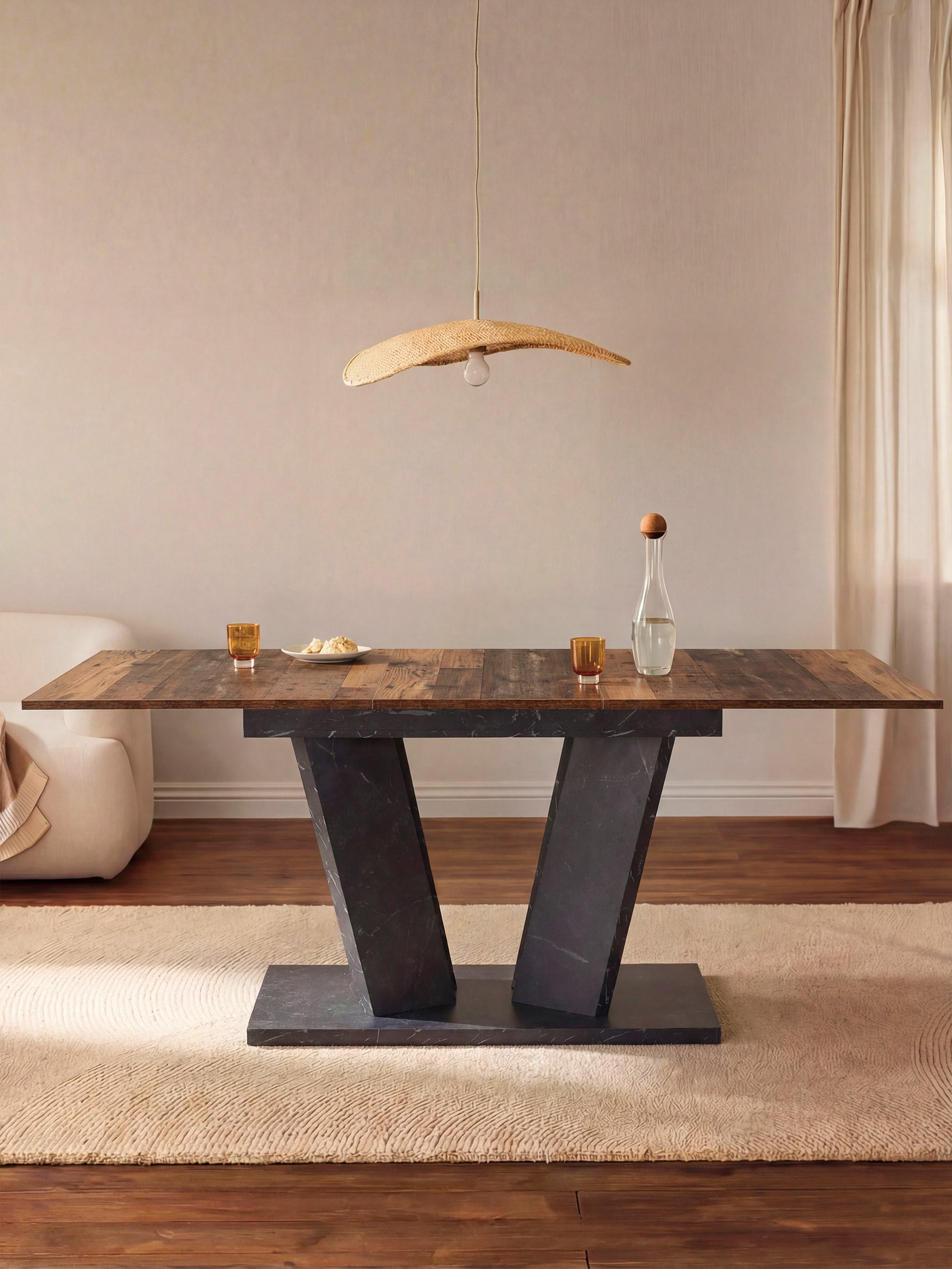 Esstisch MARA – Ausziehbarer Tisch mit & Metallgestell