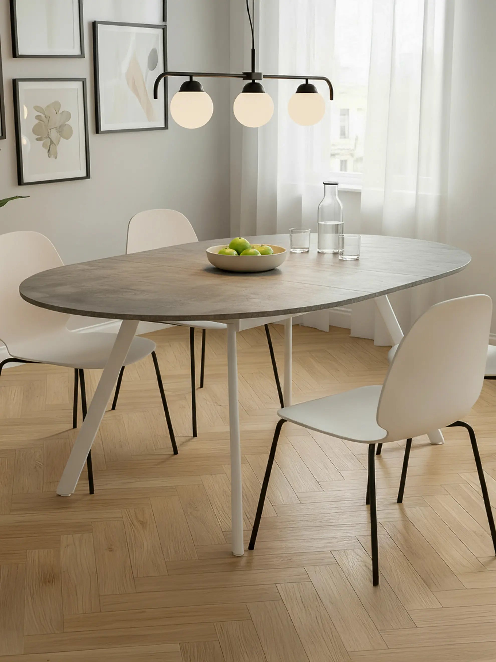 B-Ware Ausziehtisch LIV, Rund, Beton