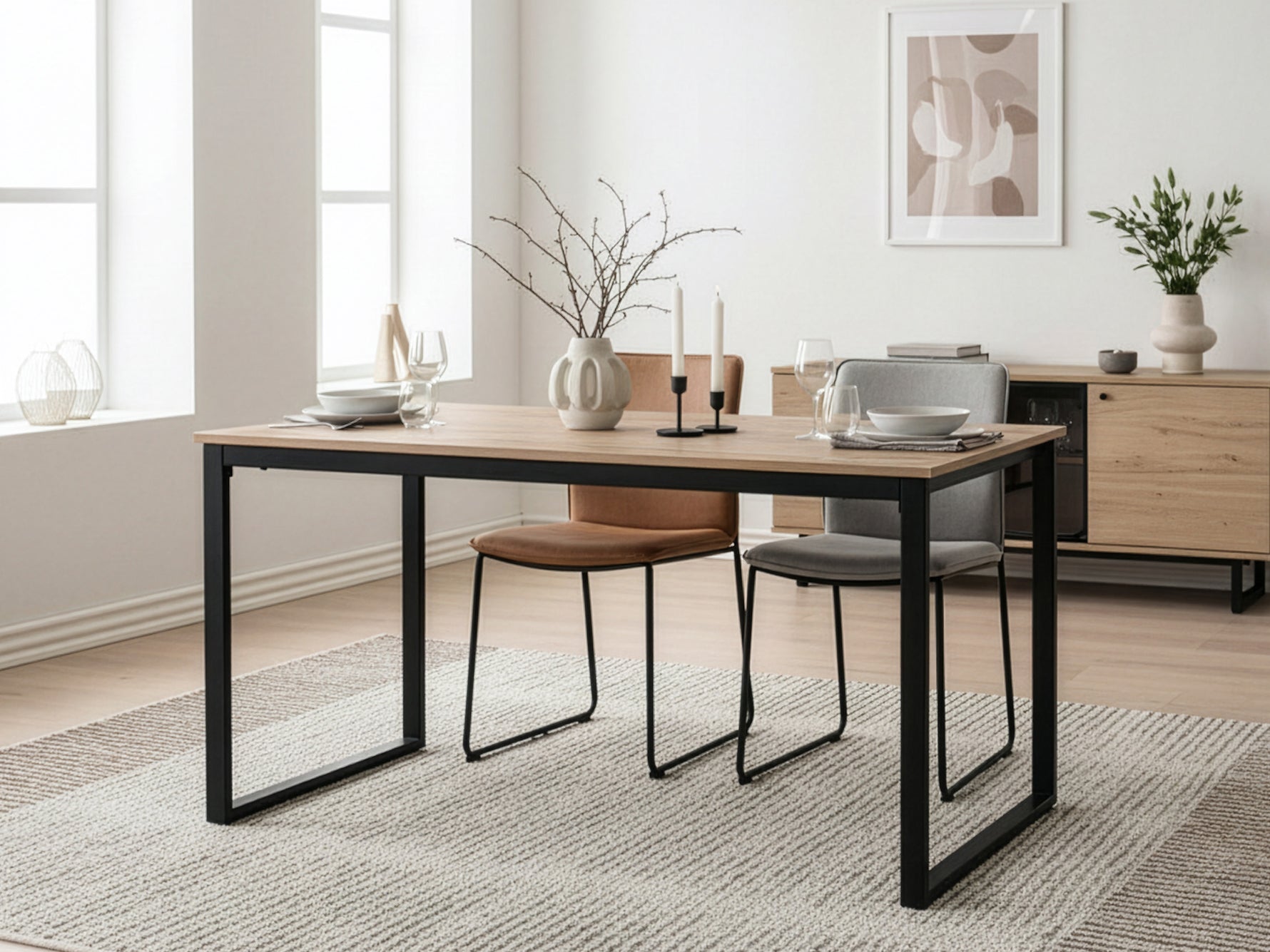 SAMUEL - Esstisch für 4 Personen mit Metallgestell