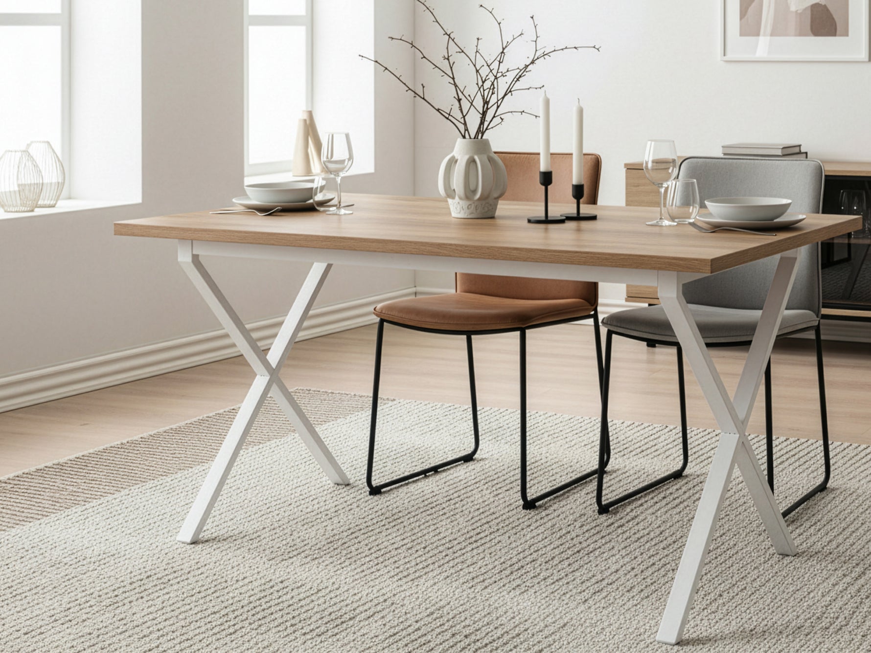 SAMUEL - Esstisch für 4 Personen mit Metallgestell