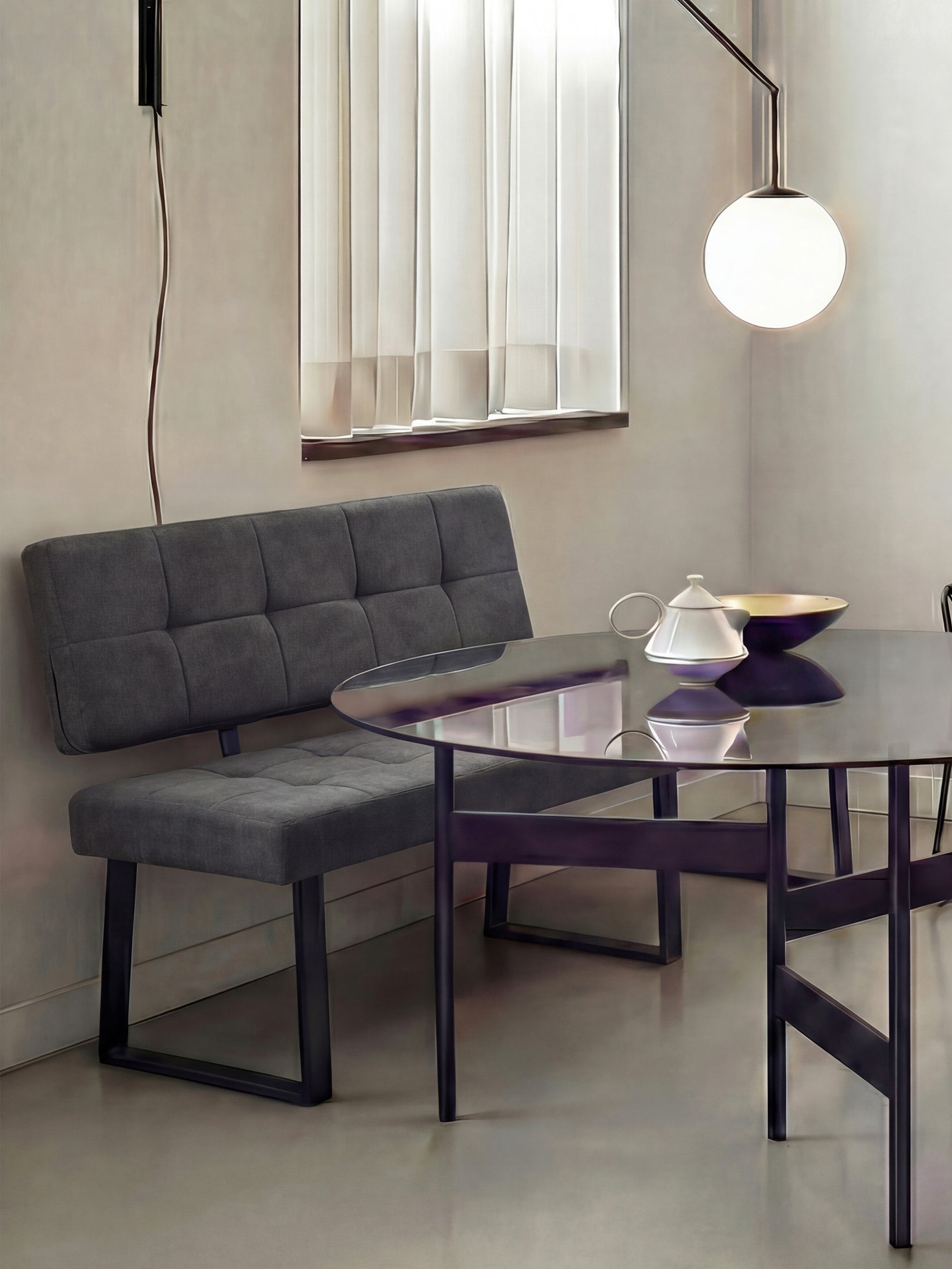 Sitzbank SIGFRID – Esszimmerbank mit Rückenlehne & Metallgestell