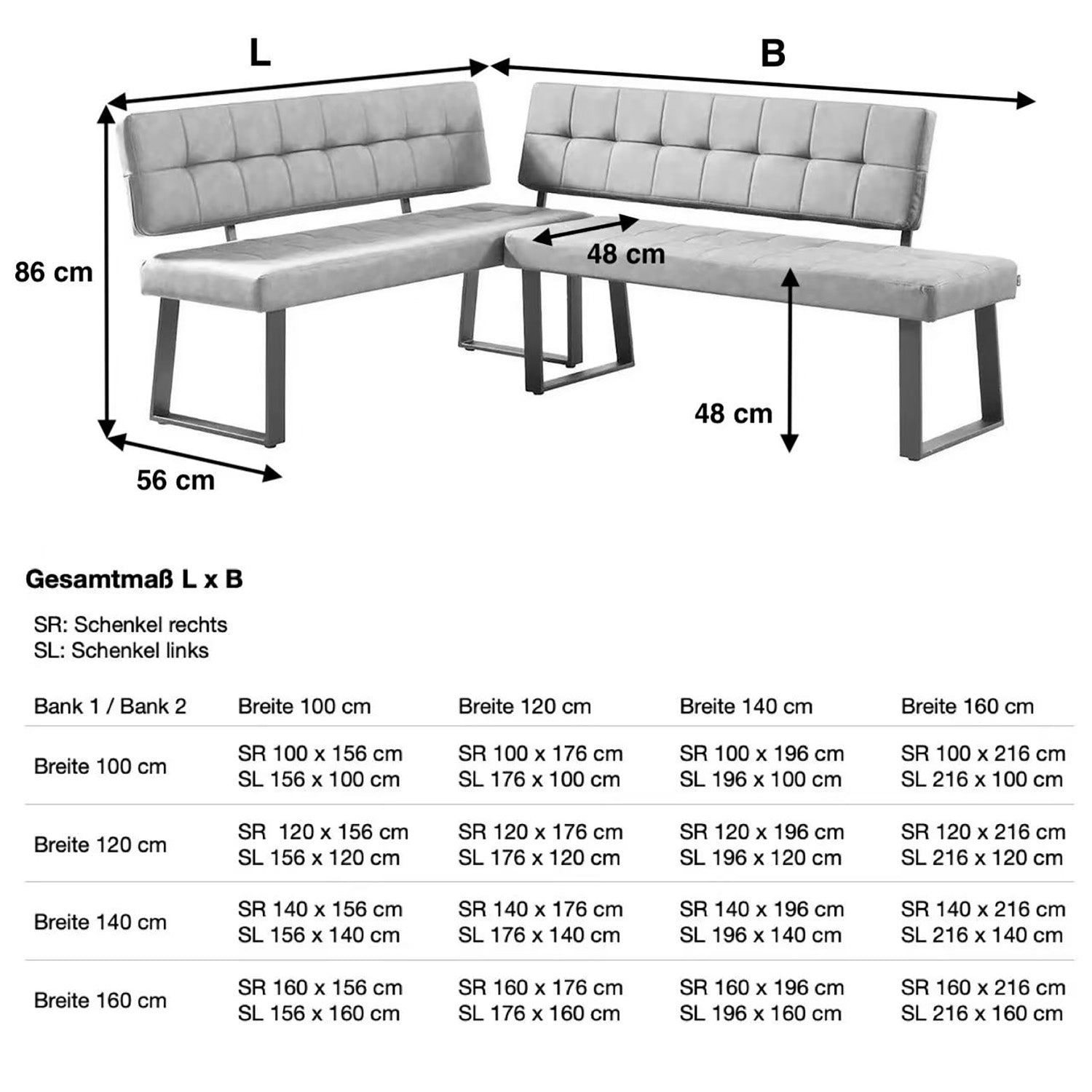 B-Ware Sitzbank SIGFRID, Anthrazit, 100cm
