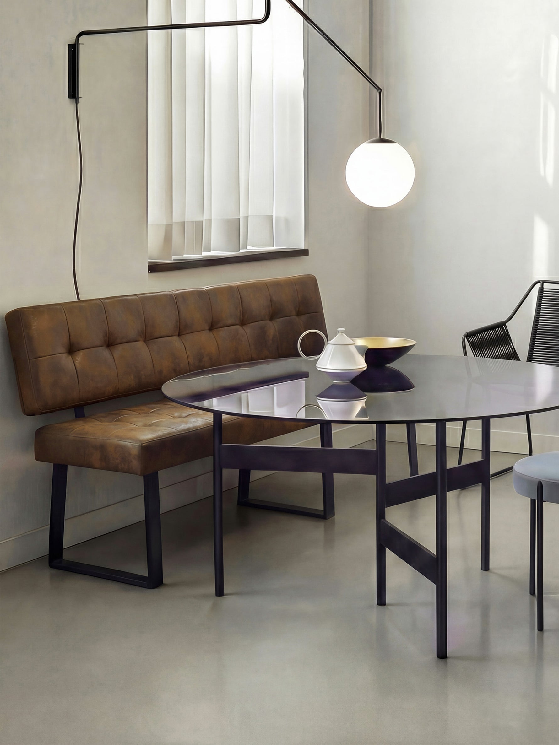 Sitzbank SIGFRID – Esszimmerbank mit Rückenlehne & Metallgestell