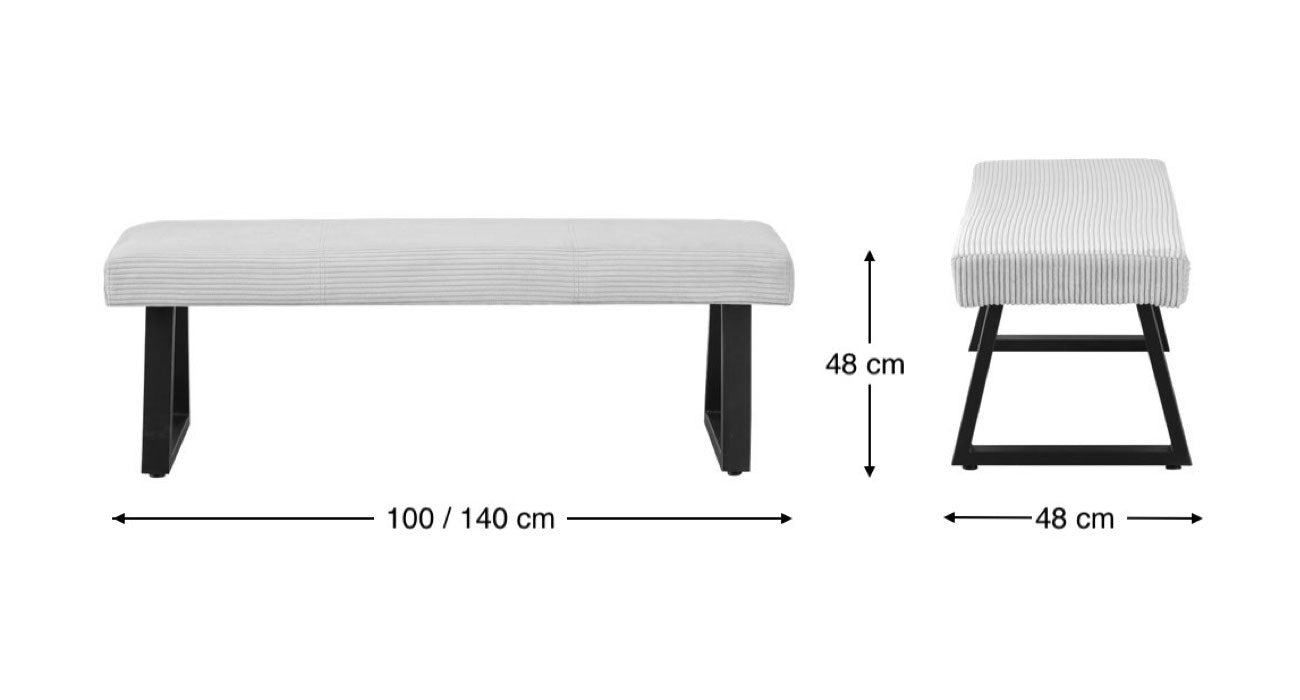 B-Ware Sitzbank DOLCE, Hellgrau, 140cm