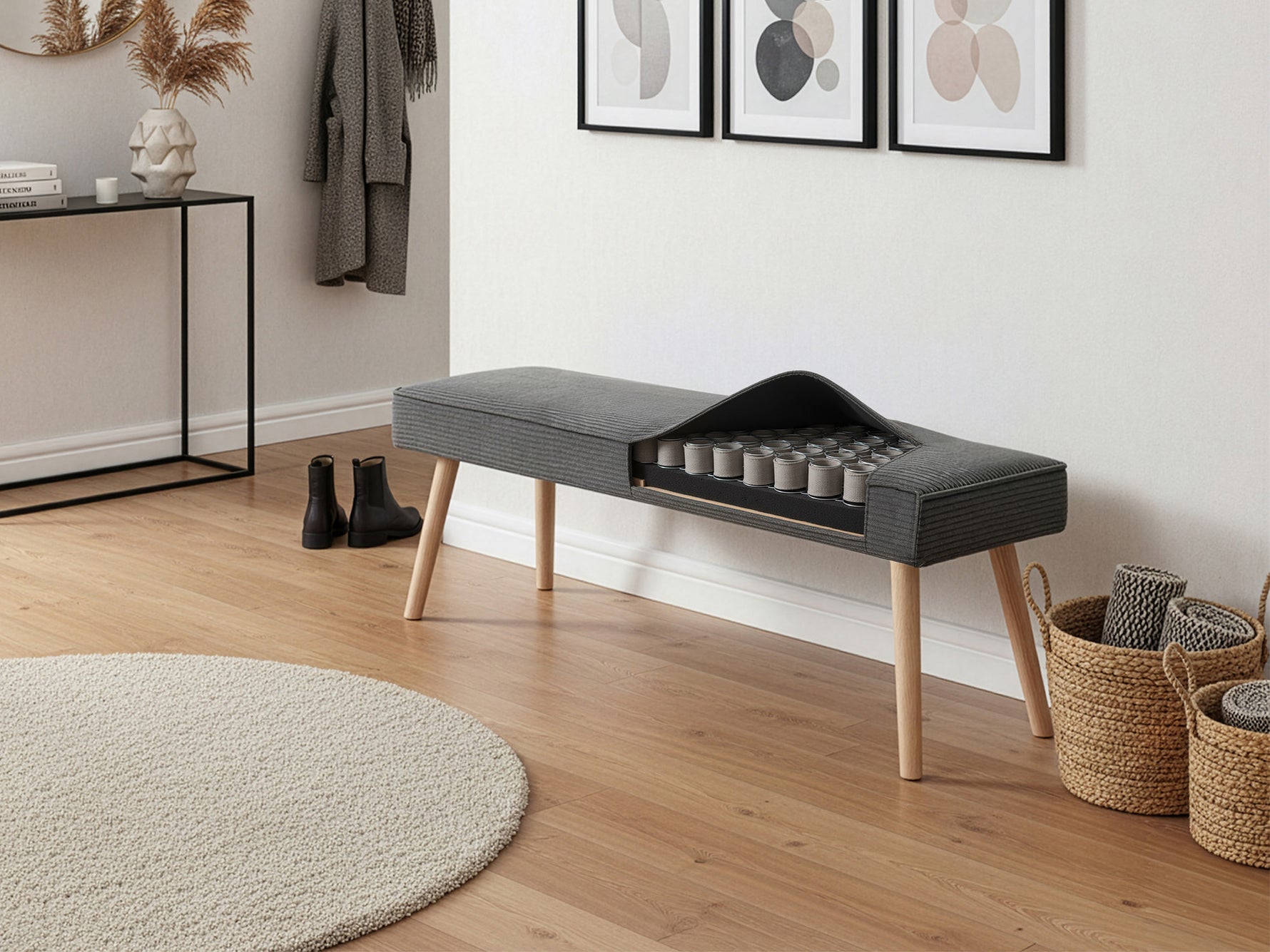 Sitzbank PAUL – Polsterbank mit Rückenlehne & Holzbeinen | B&D home