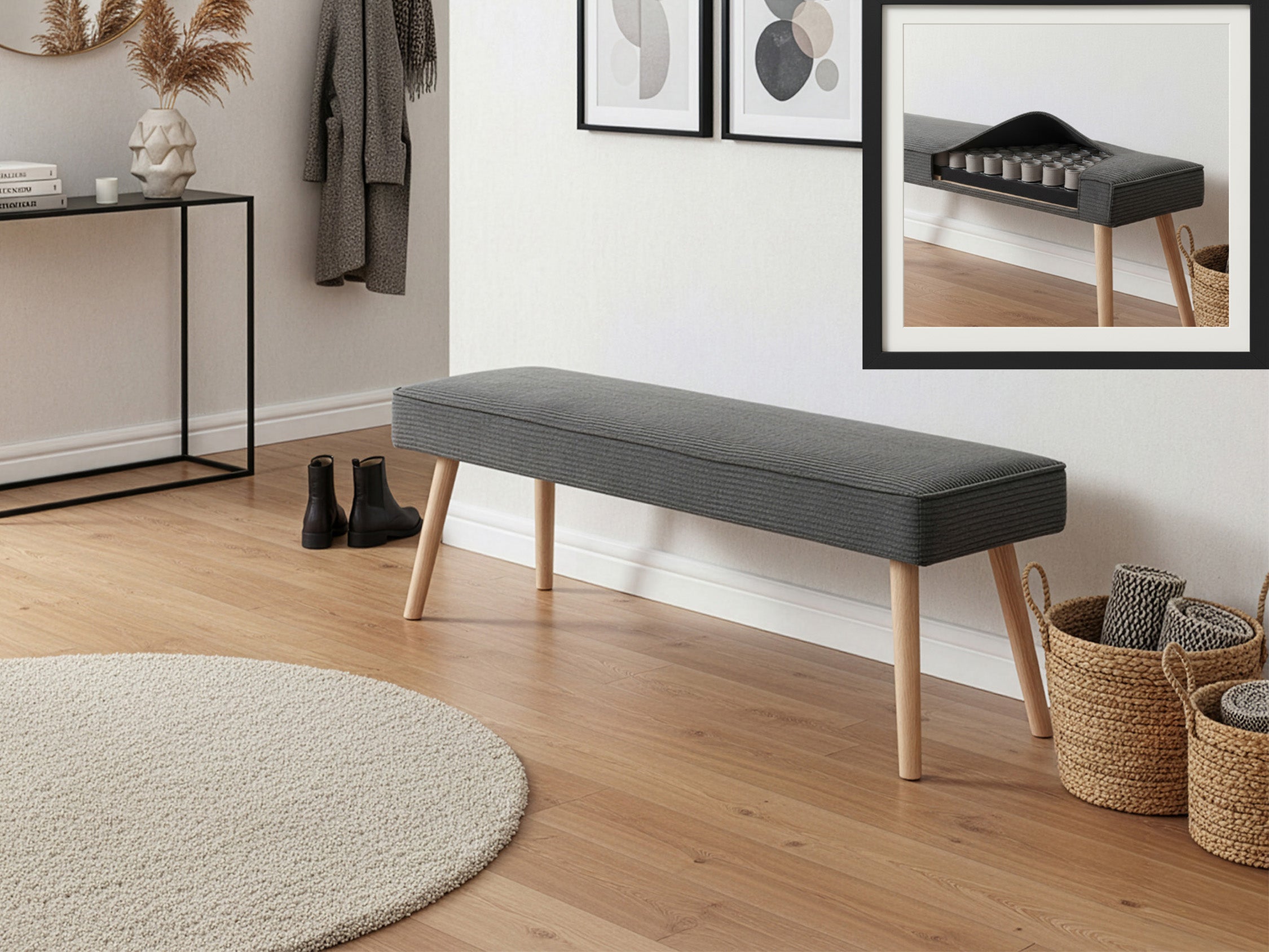 B-Ware Sitzbank EMIL, Anthrazit, 140cm