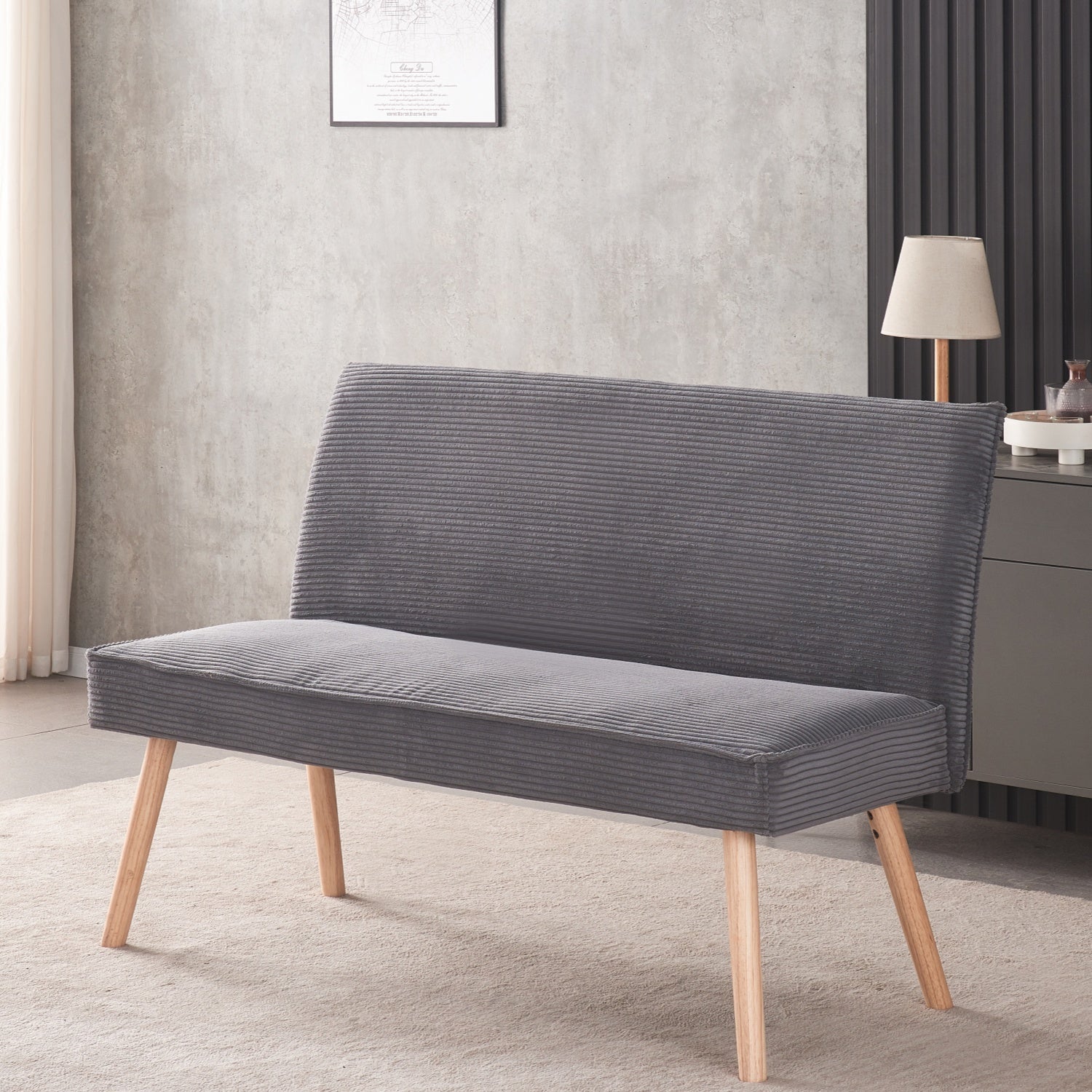 Sitzbank PAUL – Polsterbank mit Rückenlehne & Holzbeinen | B&D home