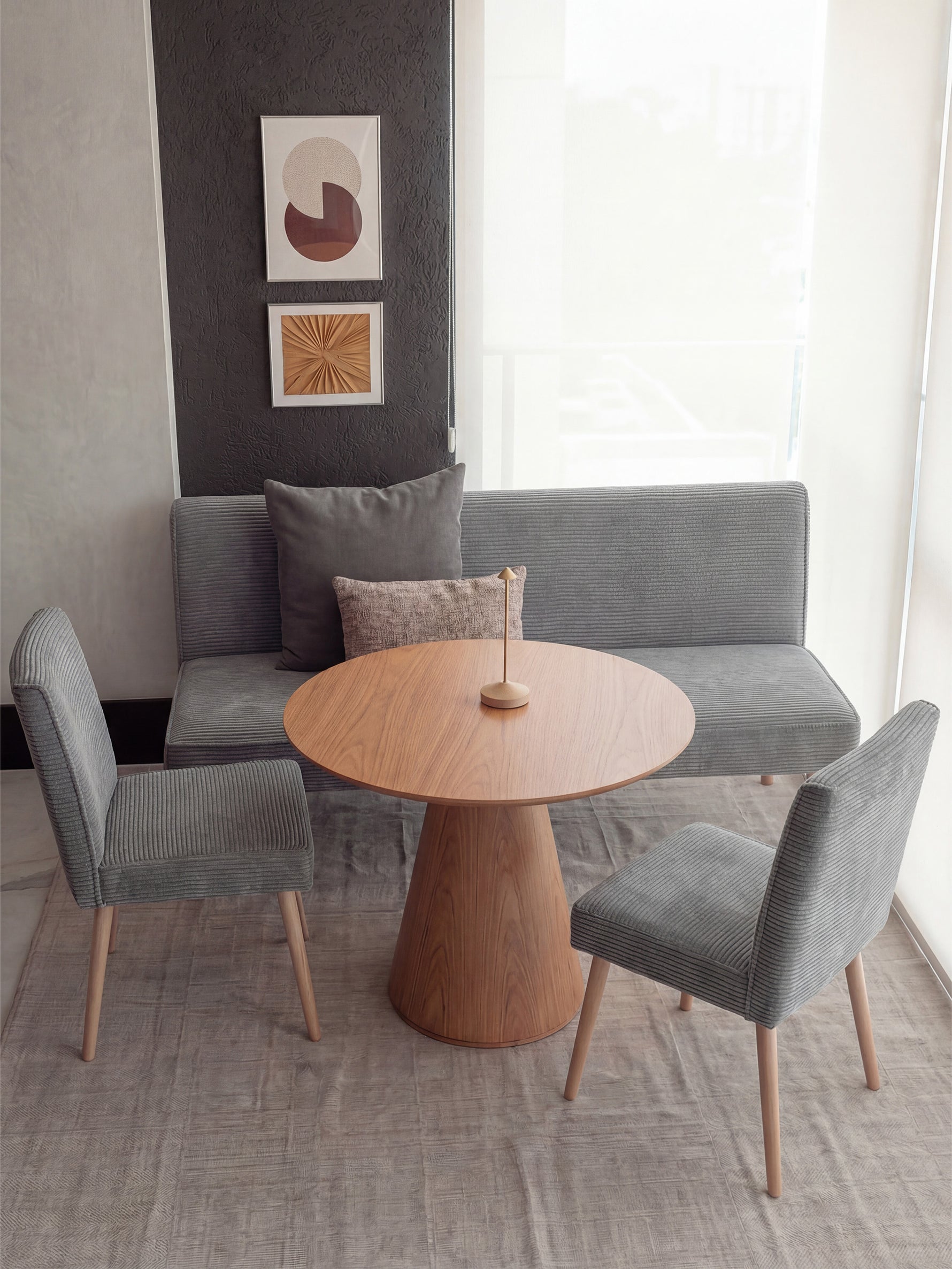 Sitzbank PAUL – Polsterbank mit Rückenlehne & Holzbeinen