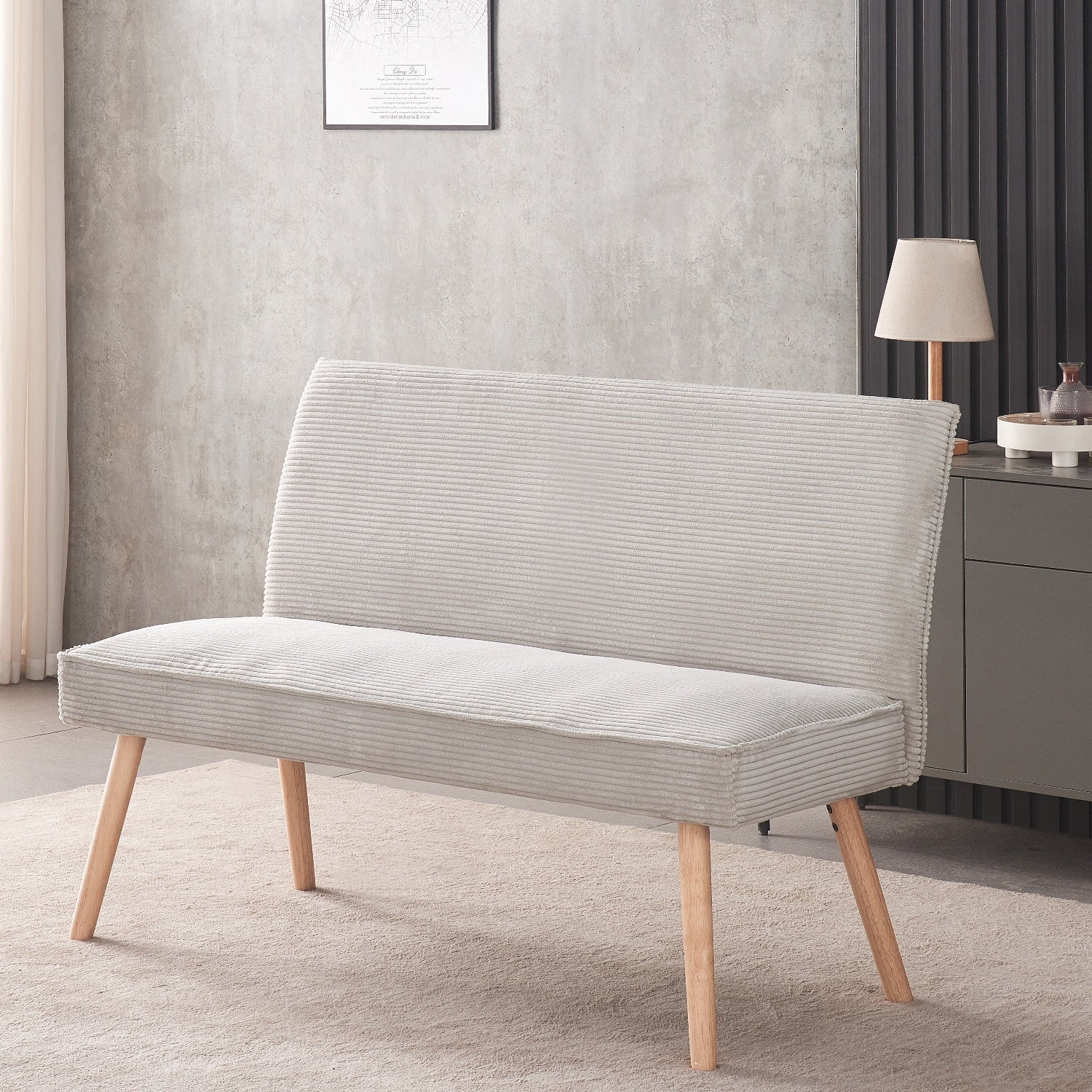 Sitzbank PAUL – Polsterbank mit Rückenlehne & Holzbeinen | B&D home