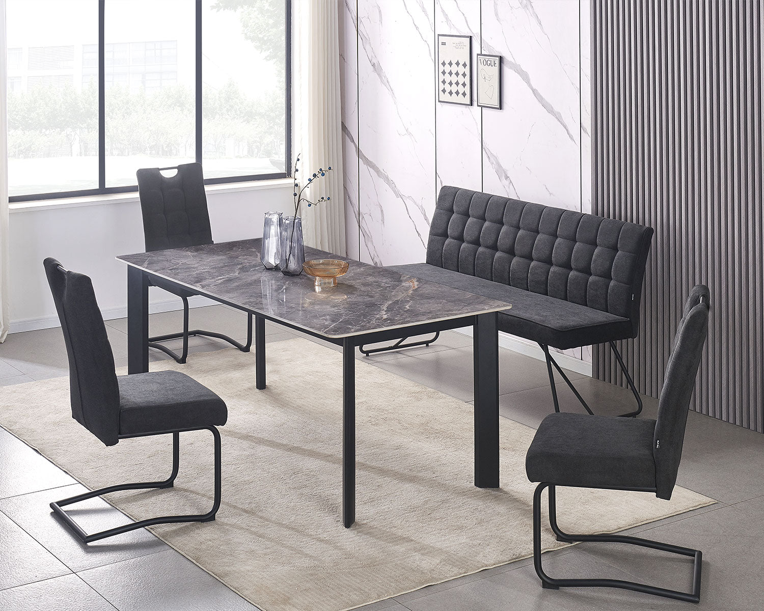 Sitzbank LINA – Polsterbank mit stabilem Metallgestell (bis 240Kg belastbar)