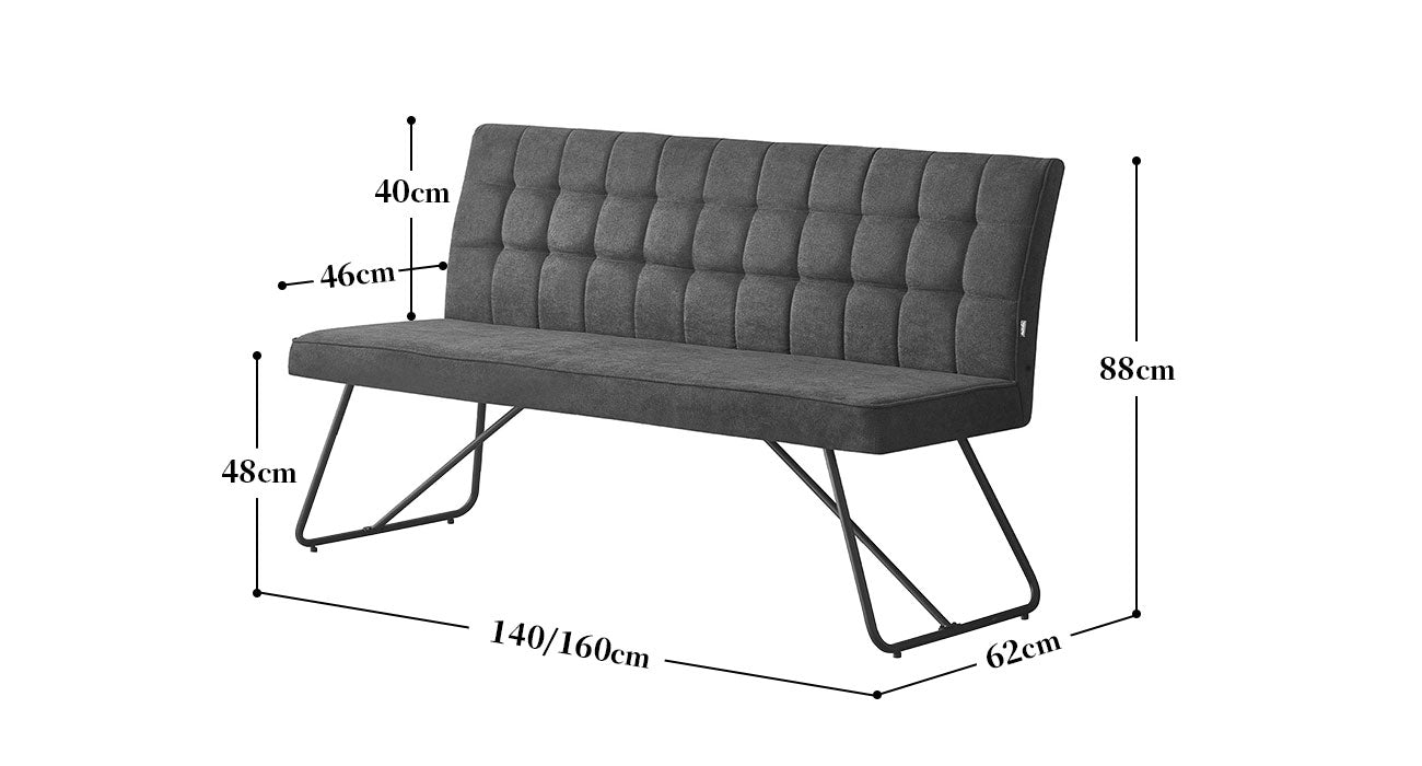 B-Ware Sitzbank LINA, Anthrazit, 160 cm