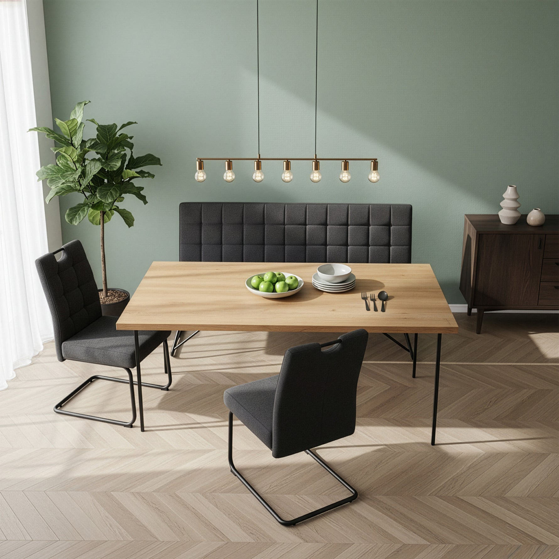 Sitzbank LINA – Polsterbank mit stabilem Metallgestell (bis 240Kg belastbar)