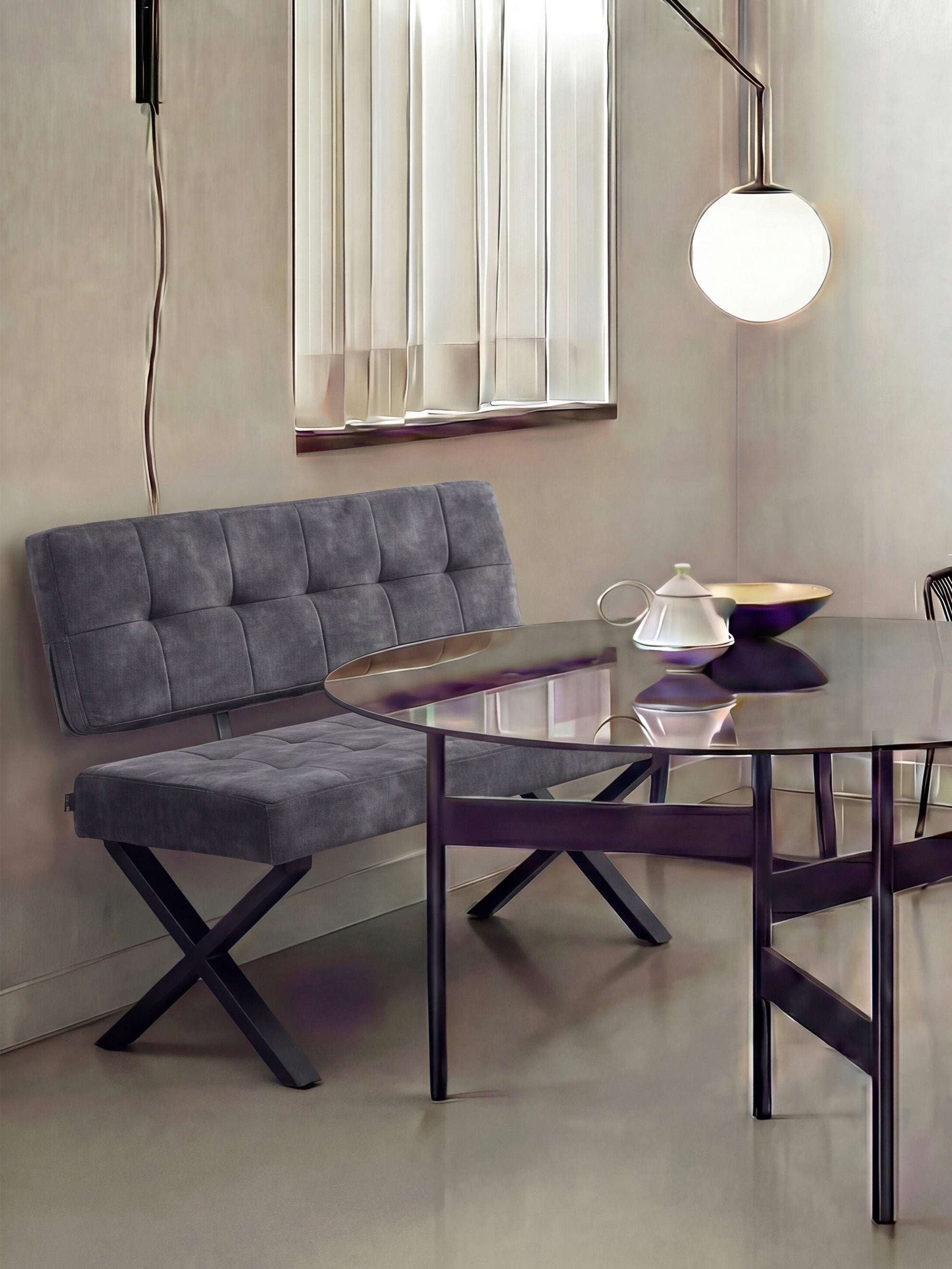 Sitzbank KAREN – Esszimmerbank mit Rückenlehne & Metallgestell