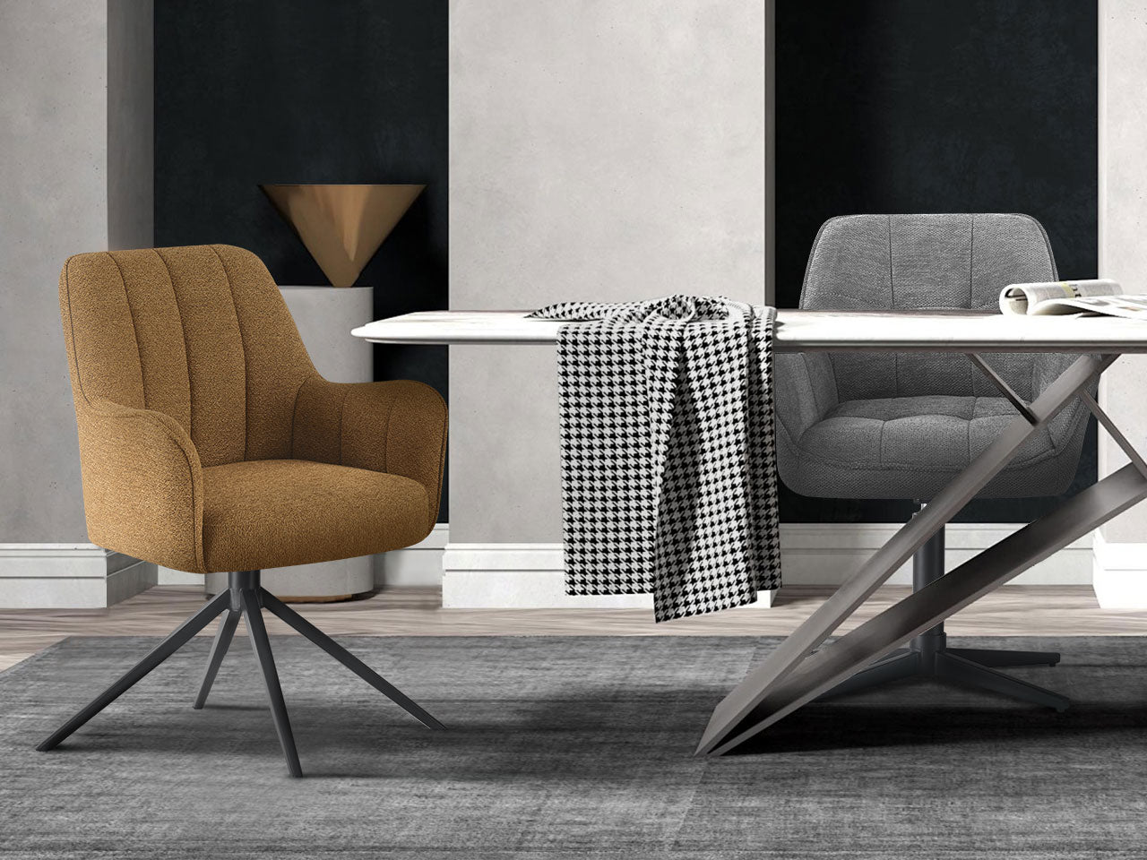 THOMAS-LENI 2er Set - Drehstuhl 180° drehbar mit Rückholfunktion