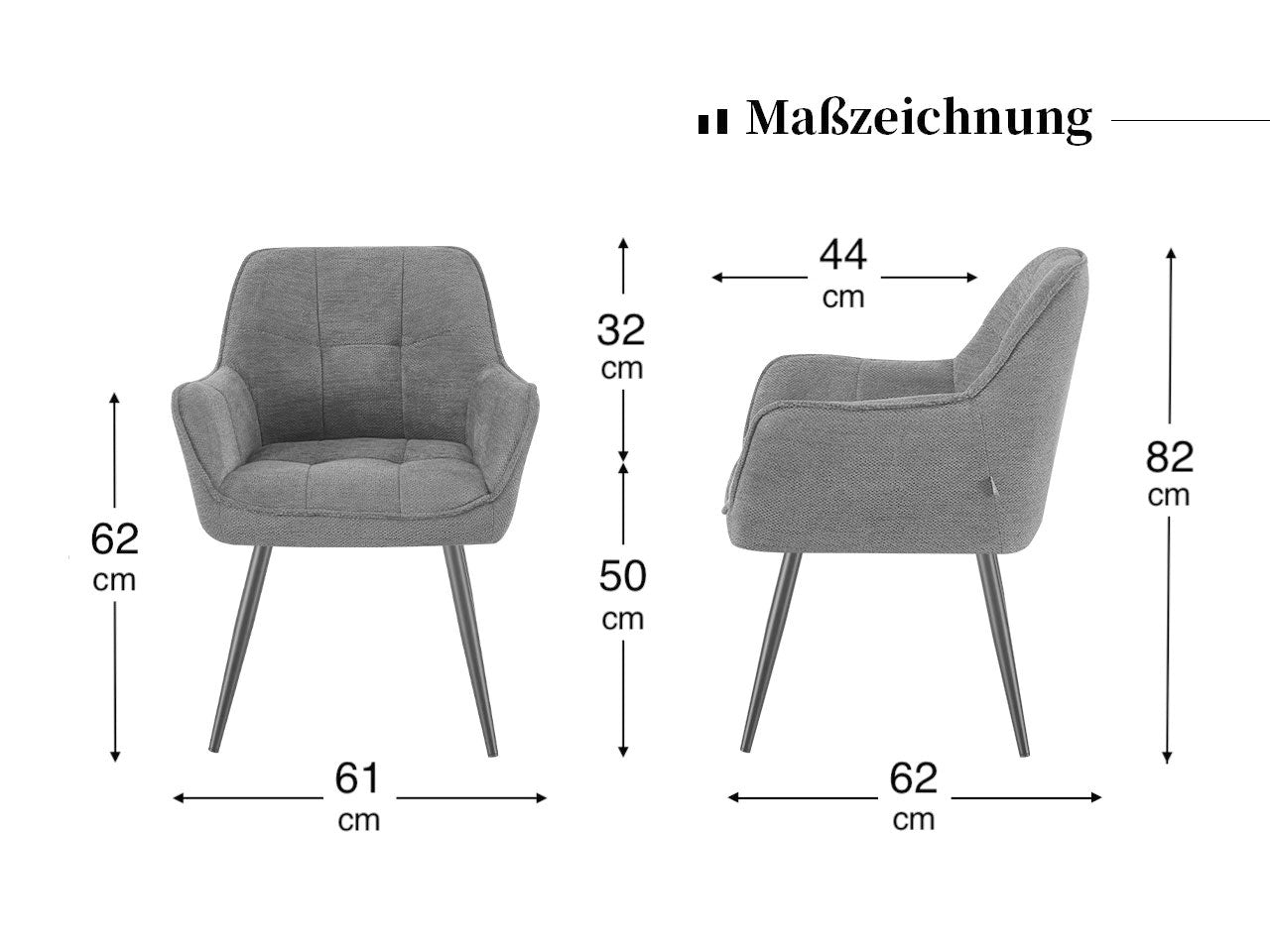 Esszimmerstühle THOMAS-JILL 2er Set  | zeitloser Polsterstuhl mit Metallbeinen | DUBI Möbel
