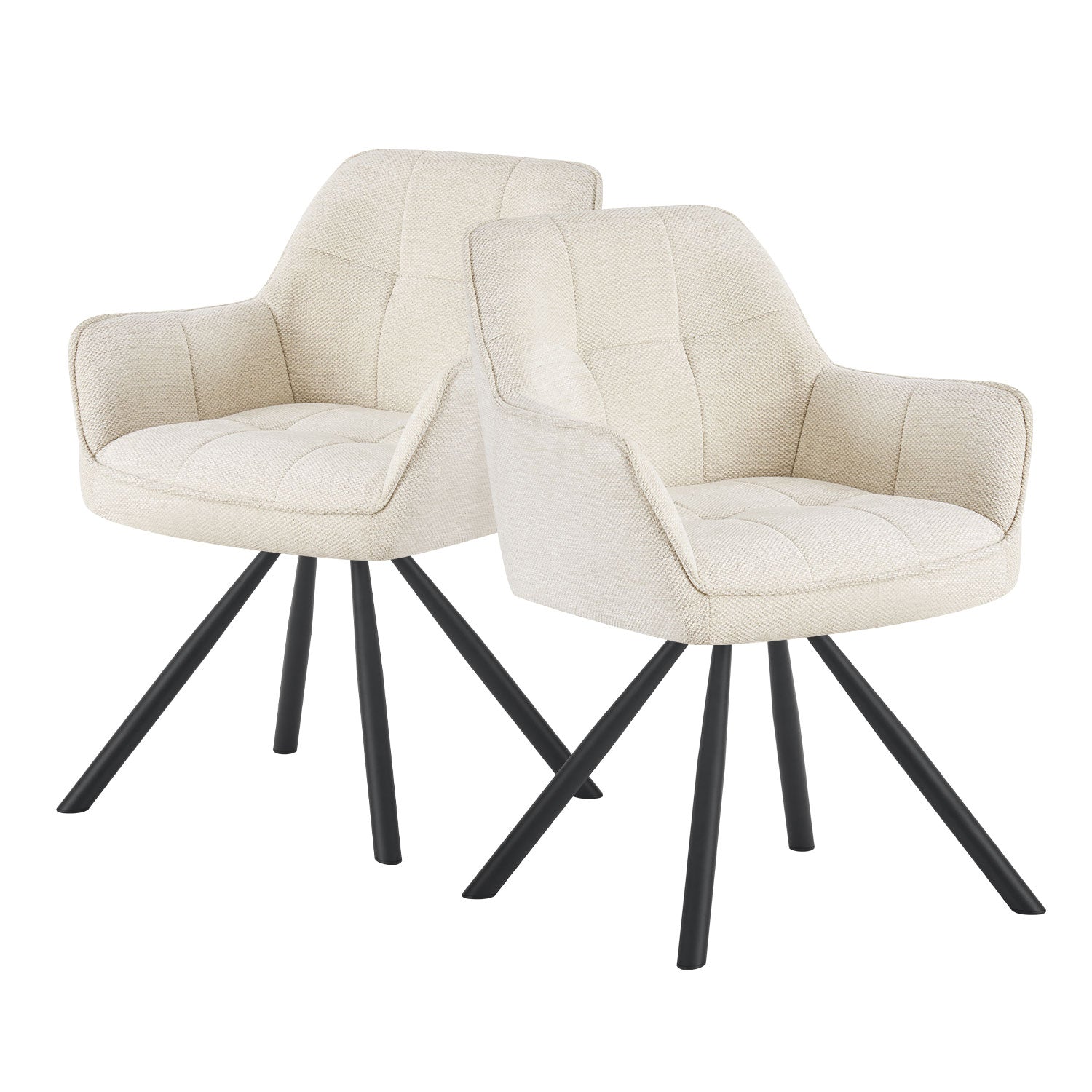 THOMAS-LENI 2er Set - Drehstuhl 180° drehbar mit Rückholfunktion