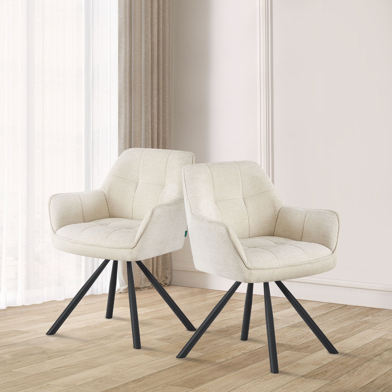 THOMAS-LENI 2er Set - Drehstuhl 180° drehbar mit Rückholfunktion