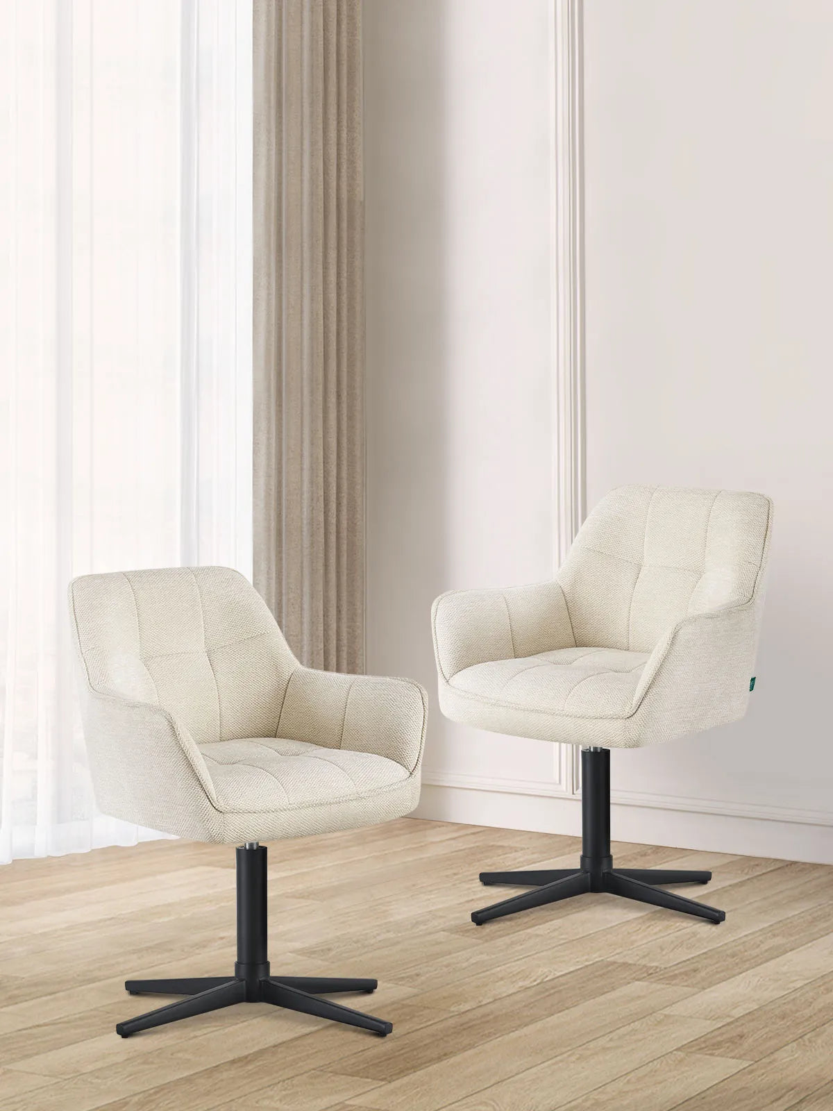 Esszimmerstühle THOMAS-KIRA 2er Set, 360° drehbar, Zeitloser Drehstuhl mit Rückholfunktion