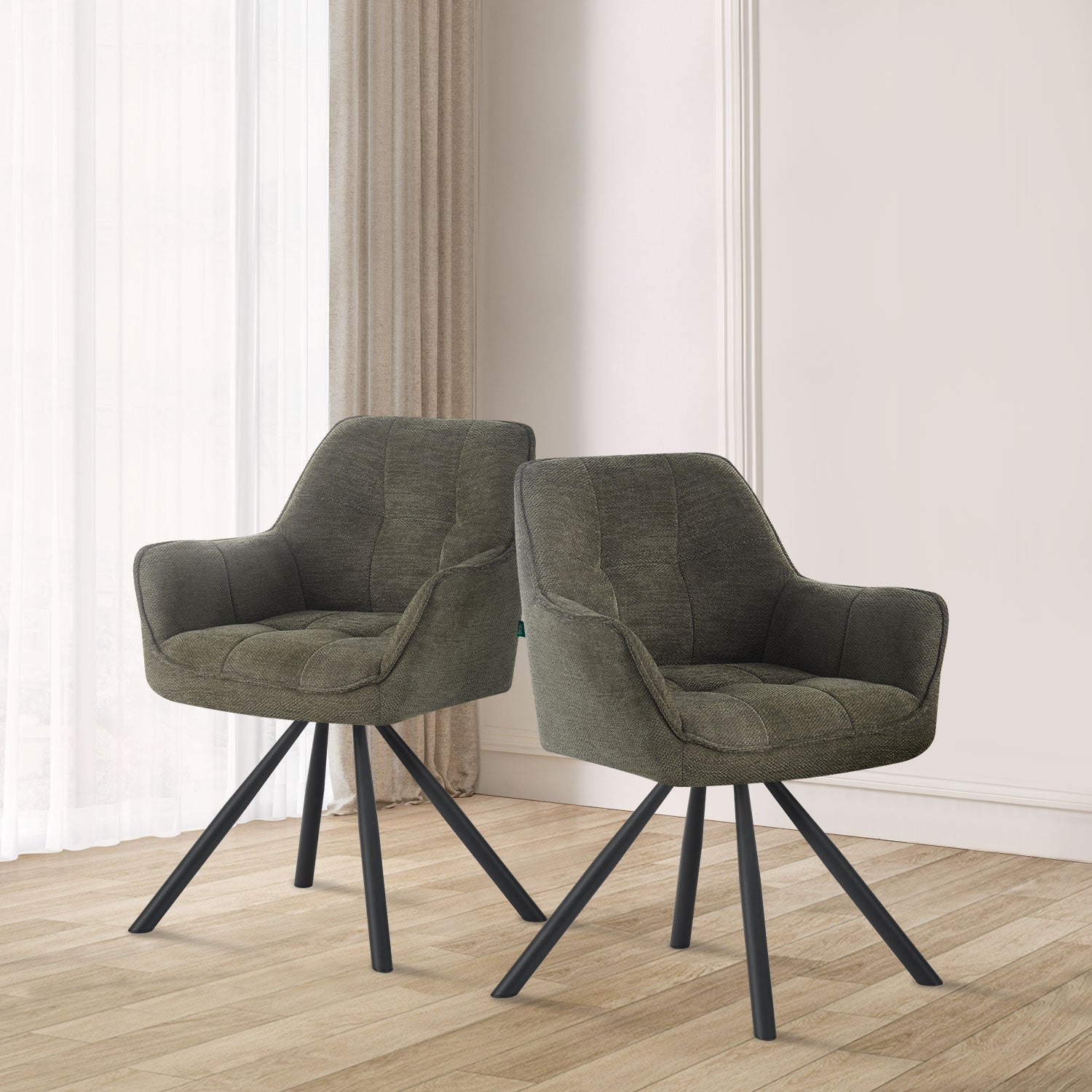 THOMAS-LENI 2er Set - Drehstuhl 180° drehbar mit Rückholfunktion