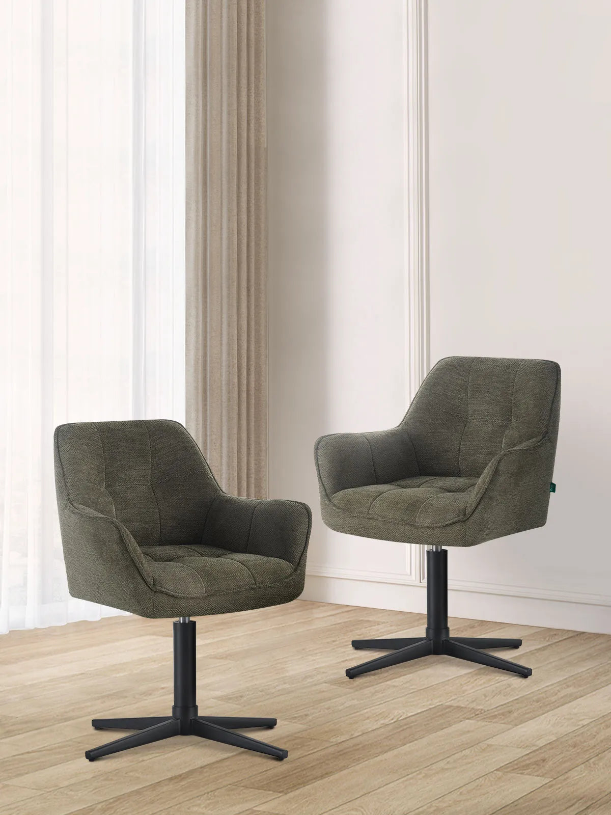 Esszimmerstühle THOMAS-KIRA 2er Set, 360° drehbar, Zeitloser Drehstuhl mit Rückholfunktion