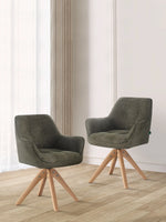 Esszimmerstühle THOMAS-LINA 2er Set, 360° drehbar, Massivholzgestell