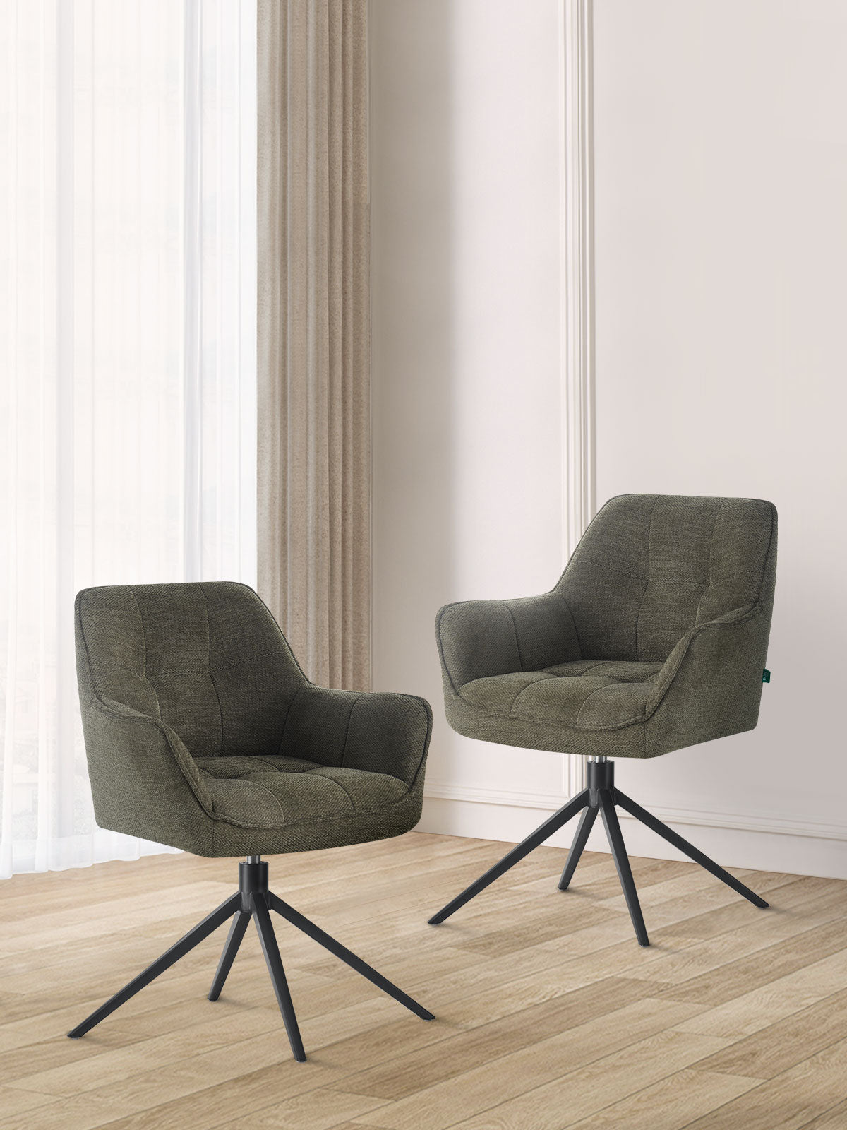 Esszimmerstühle THOMAS-MIRA 2er Set, 360° drehbar mit Rückholfunktion