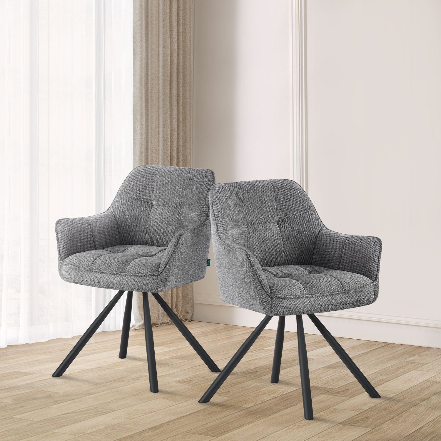 THOMAS-LENI 2er Set - Drehstuhl 180° drehbar mit Rückholfunktion