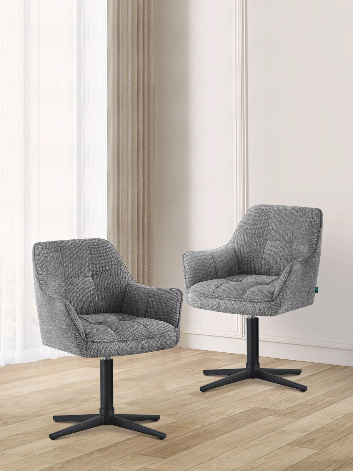 Esszimmerstühle THOMAS-KIRA 2er Set, 360° drehbar, Zeitloser Drehstuhl mit Rückholfunktion