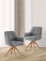 Esszimmerstühle THOMAS-LINA 2er Set, 360° drehbar, Massivholzgestell