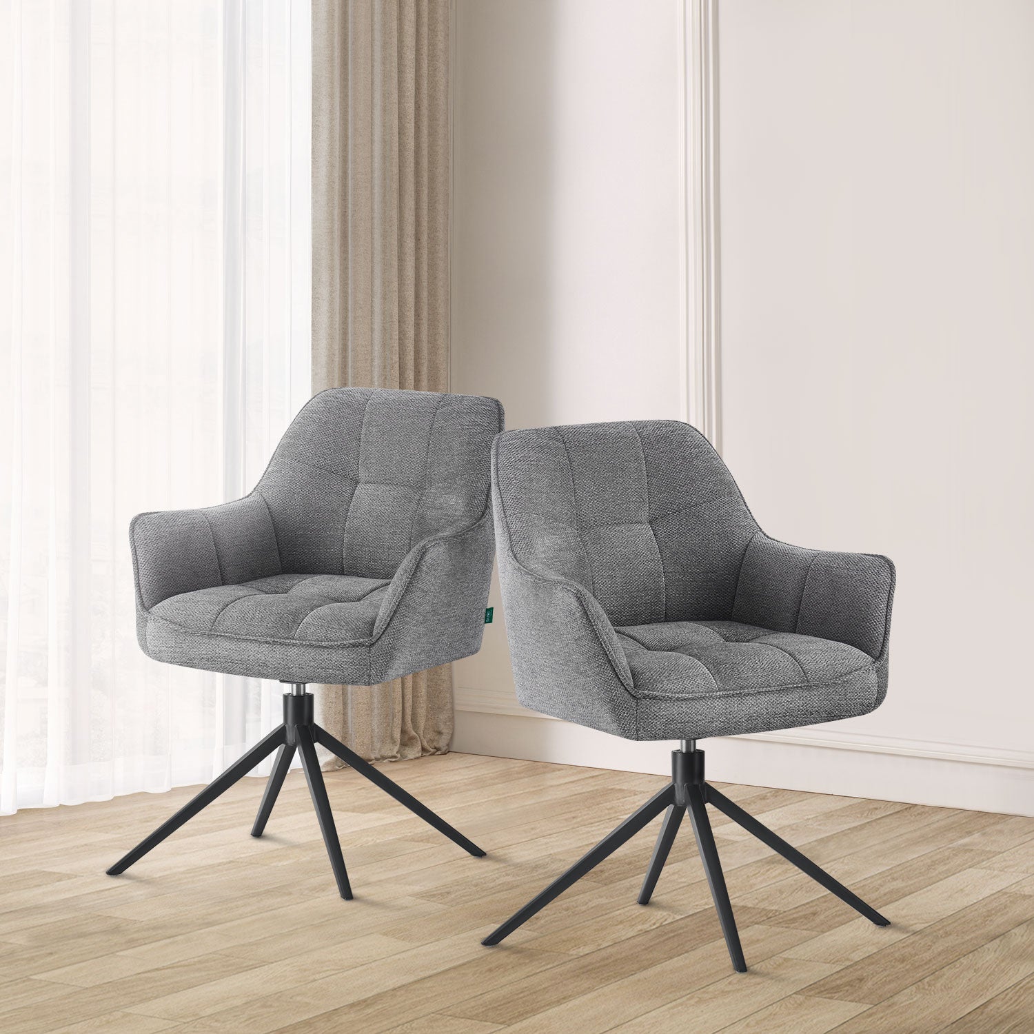 Esszimmerstühle THOMAS-MIRA 2er Set, 360° drehbar mit Rückholfunktion