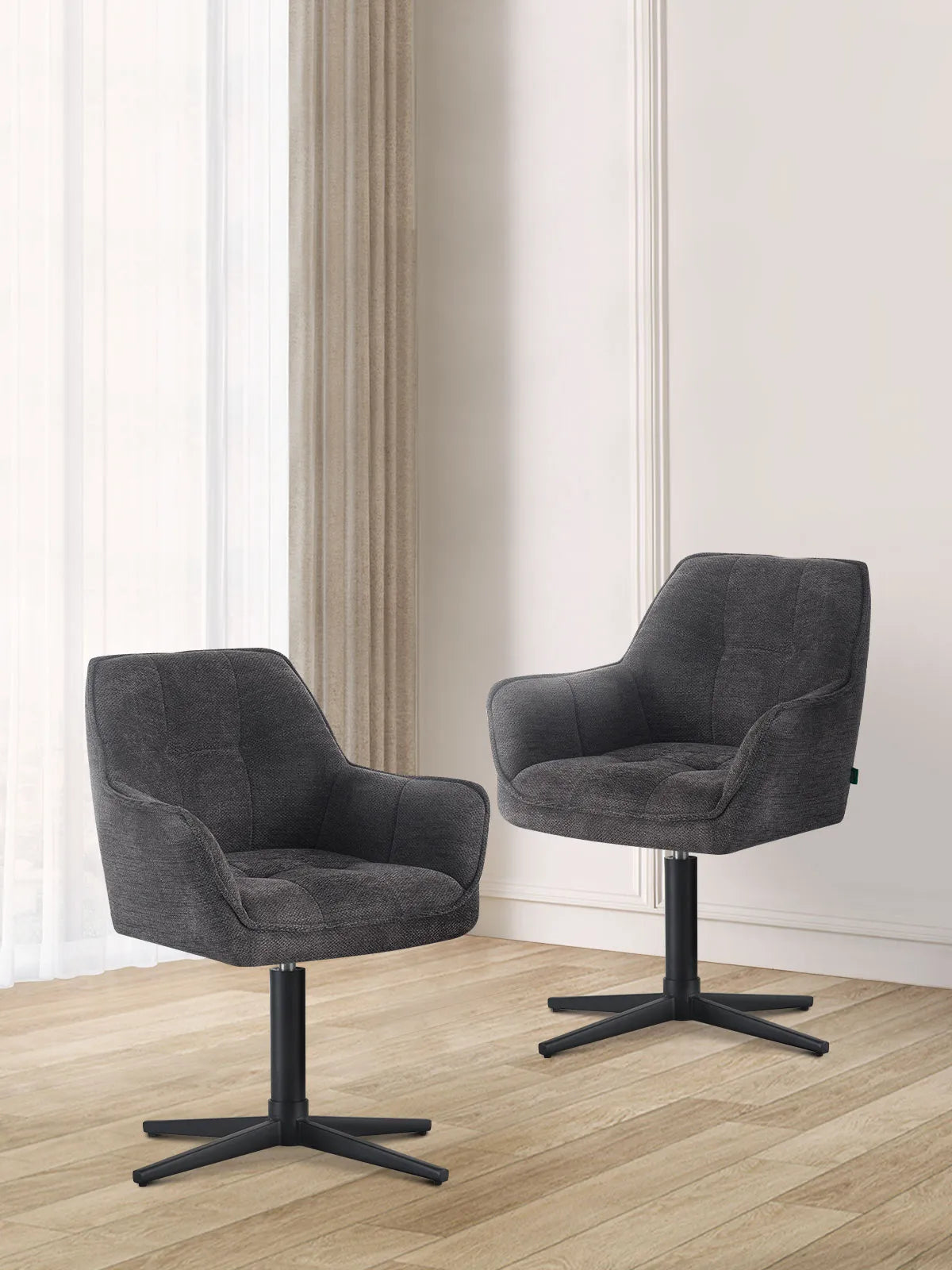 Esszimmerstühle THOMAS-KIRA 2er Set, 360° drehbar, Zeitloser Drehstuhl mit Rückholfunktion