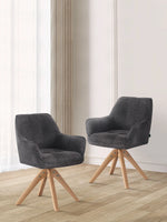 Esszimmerstühle THOMAS-LINA 2er Set, 360° drehbar, Massivholzgestell