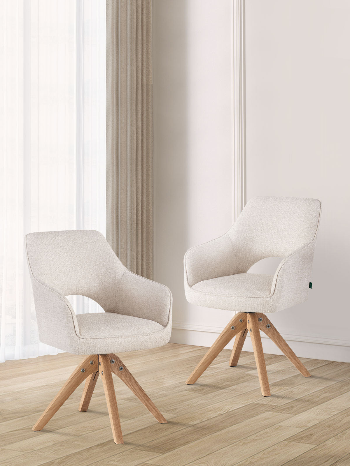 Esszimmerstühle THOMAS-LISA 2er Set, 360° drehbar, Massivholzgestell