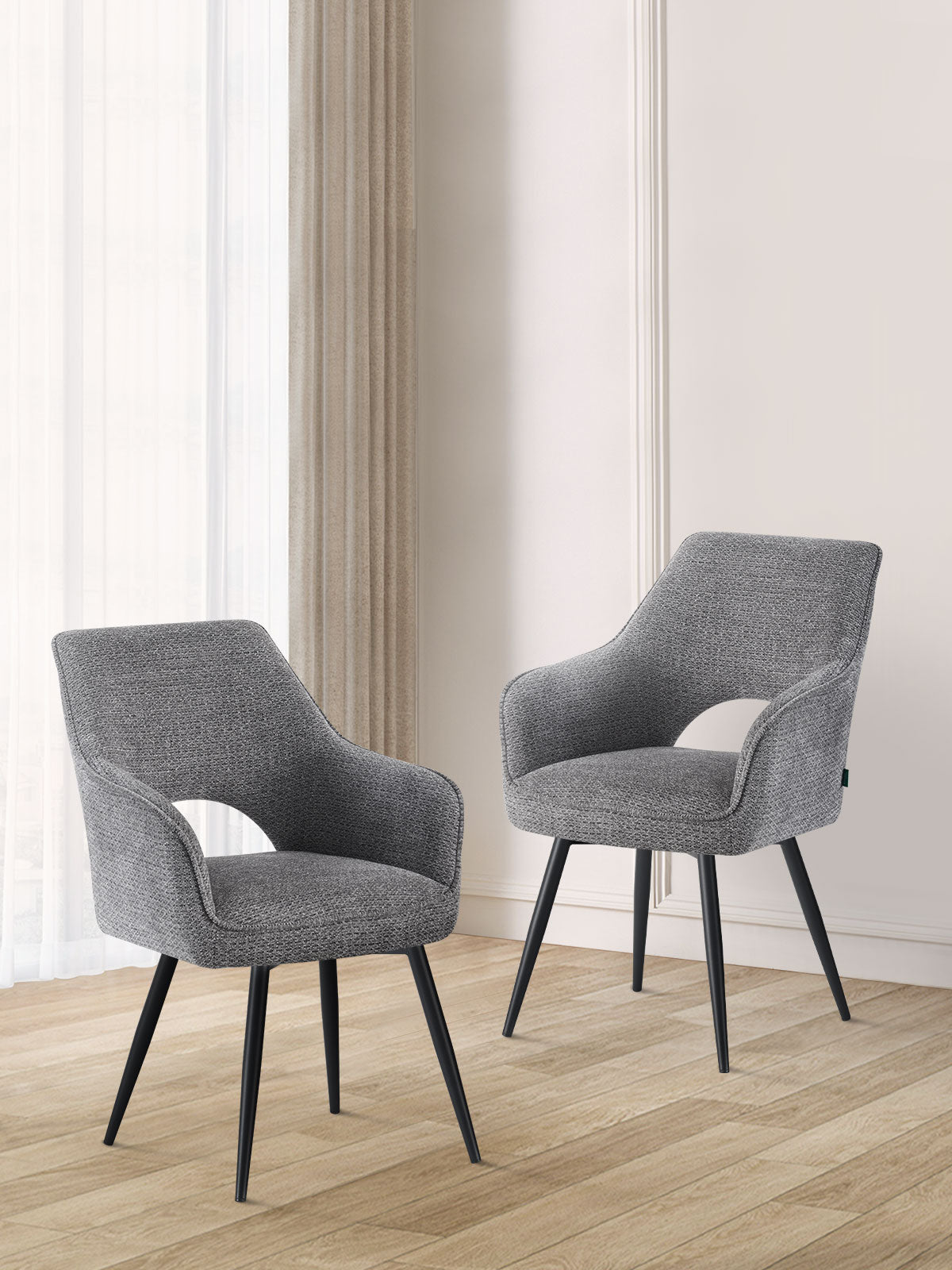 Esszimmerstühle THOMAS-RAYA 2er Set, zeitloser Polsterstuhl mit Metallbeinen