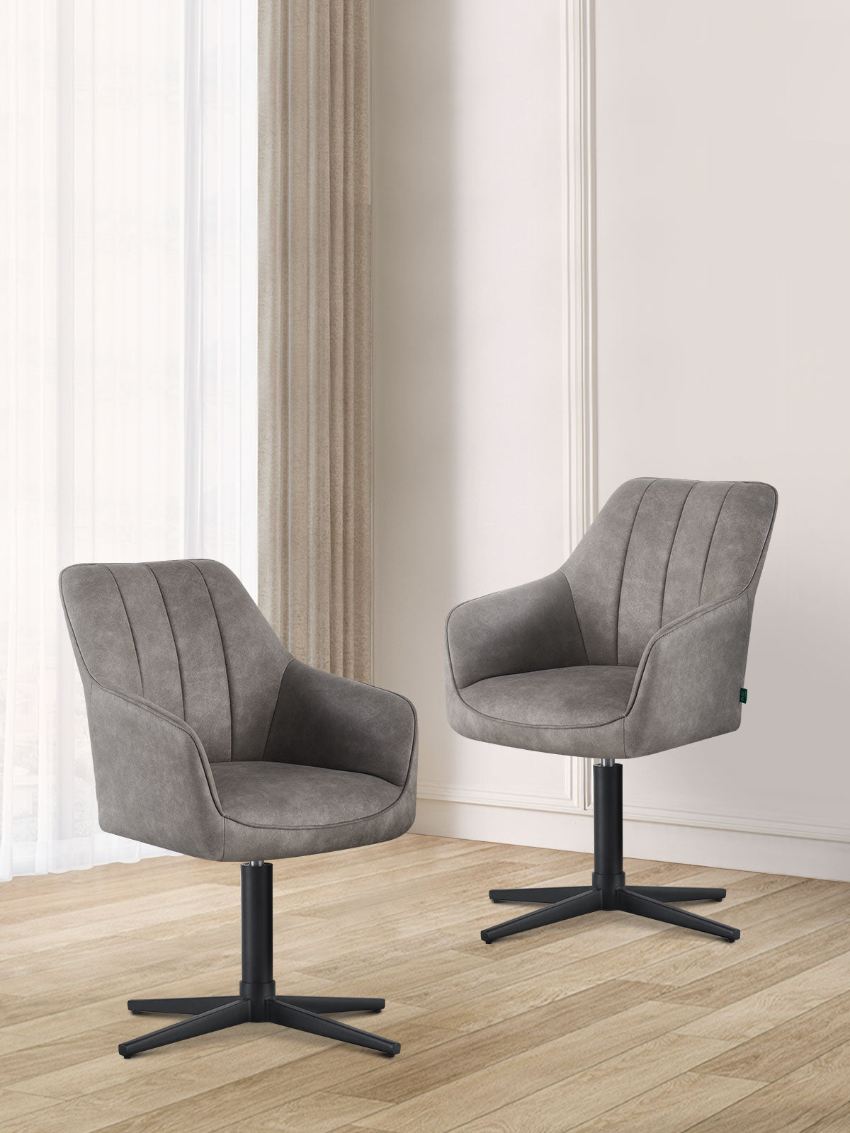 Esszimmerstühle THOMAS-NIKA 2er Set, 360° drehbar, Zeitloser Drehstuhl mit Rückholfunktion