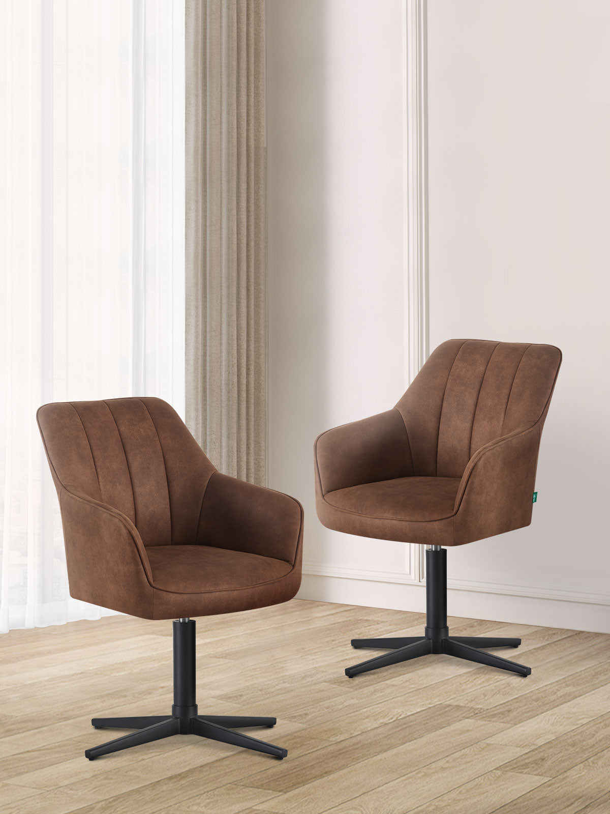 Esszimmerstühle THOMAS-NIKA 2er Set, 360° drehbar, Zeitloser Drehstuhl mit Rückholfunktion