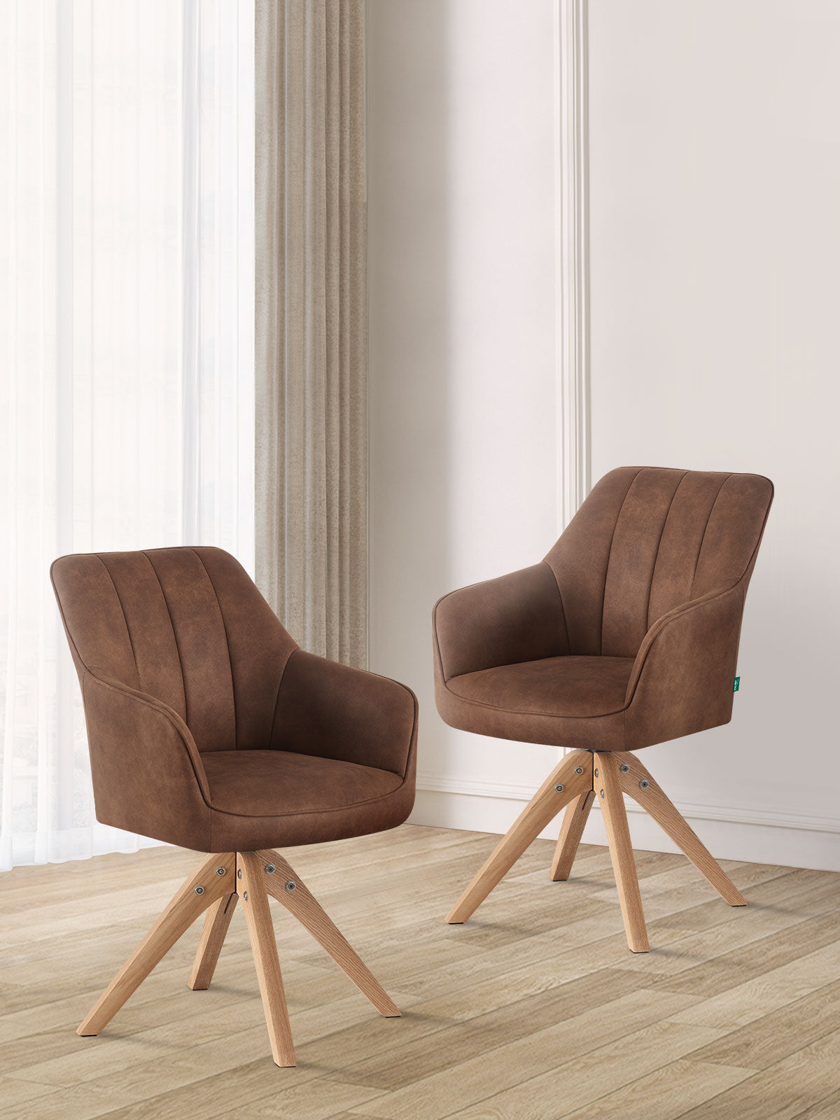 Esszimmerstühle THOMAS-ELLY 2er Set  | 360° drehbar | Massivholzgestell |DUBI Möbel