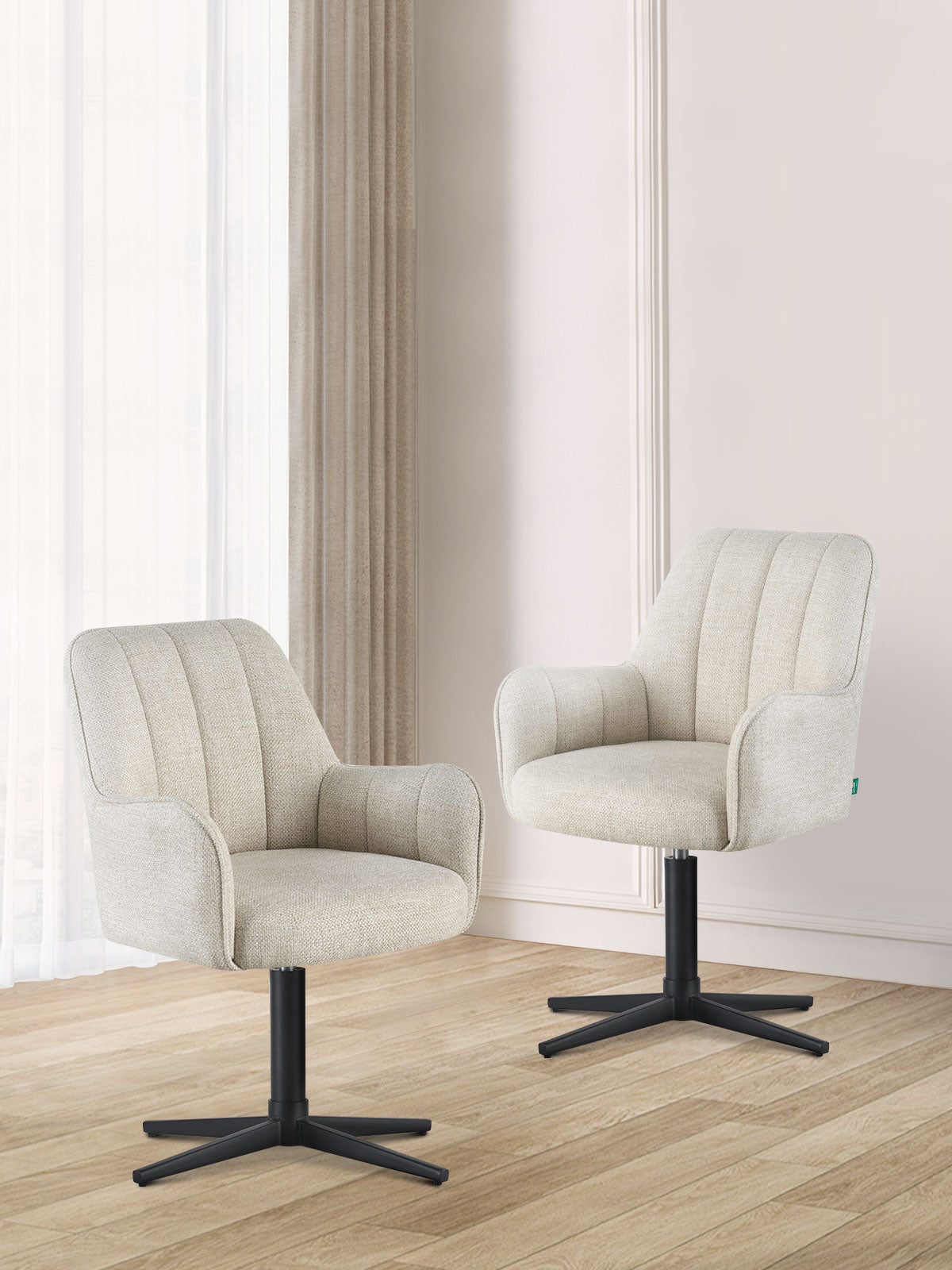 Esszimmerstühle THOMAS-ROMY 2er Set, 360° drehbar, Zeitloser Drehstuhl mit Rückholfunktion