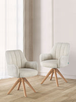 Esszimmerstühle THOMAS-FINA 2er Set, 360° drehbar, Massivholzgestell