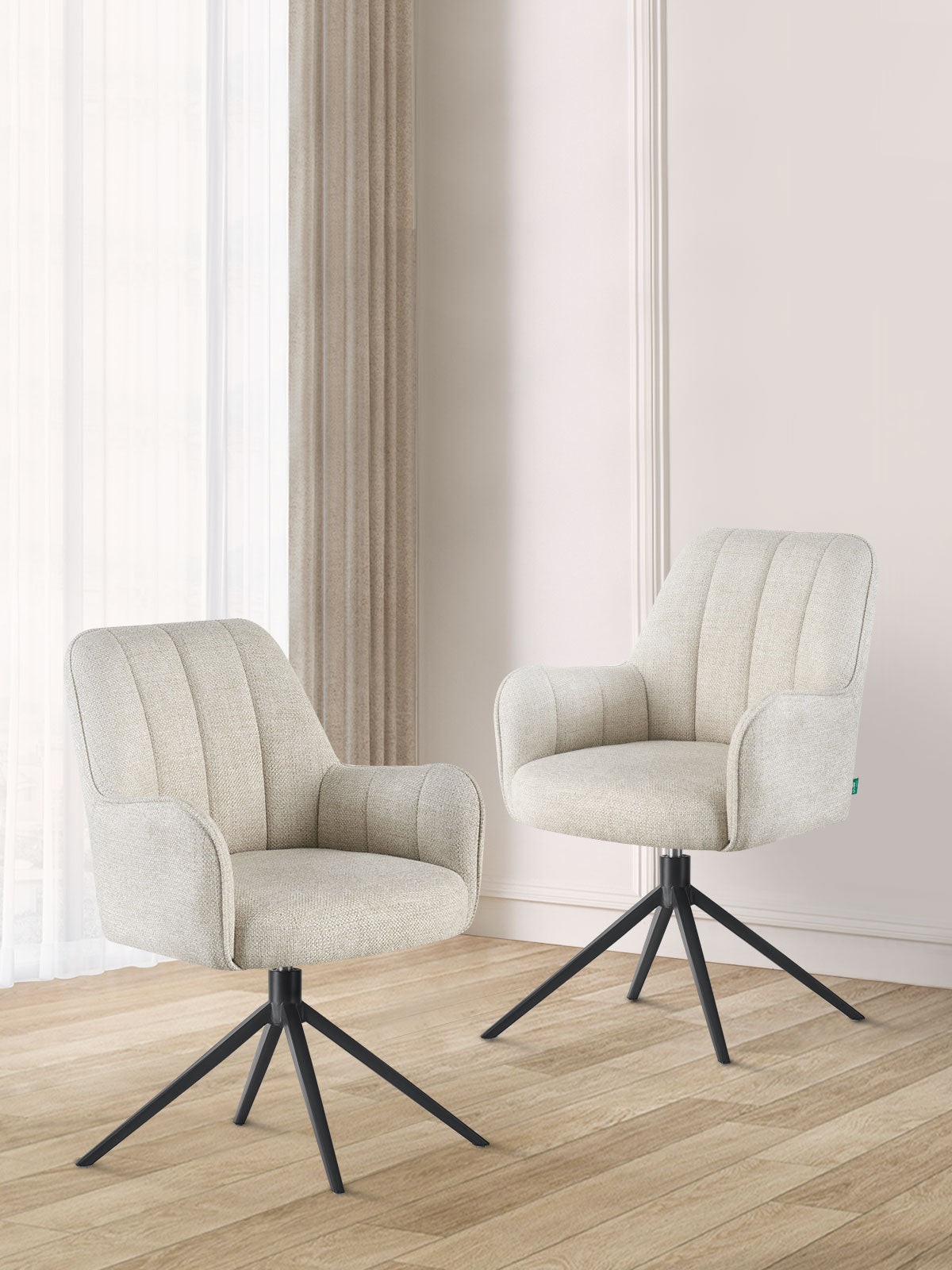 Esszimmerstühle THOMAS-ZARA 2er Set, 360° drehbar mit Rückholfunktion