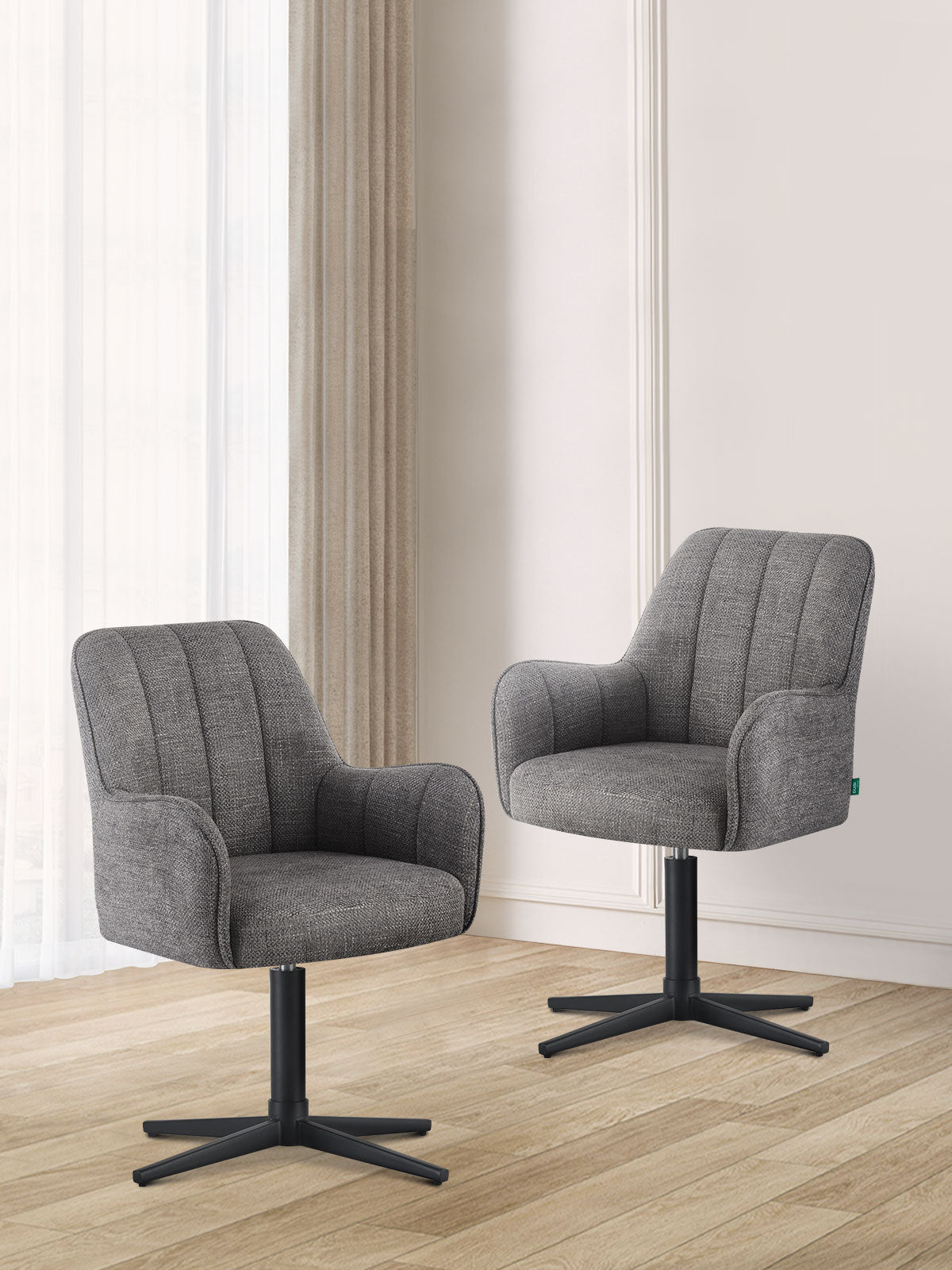 Esszimmerstühle THOMAS-ROMY 2er Set, 360° drehbar, Zeitloser Drehstuhl mit Rückholfunktion