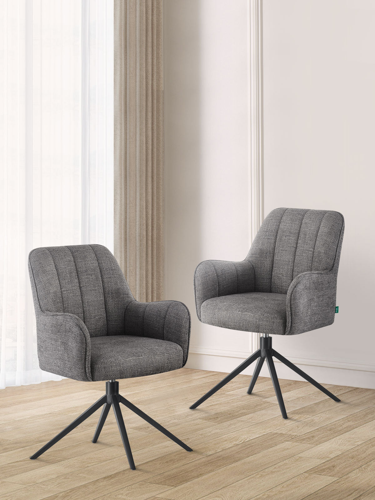 Esszimmerstühle THOMAS-ZARA 2er Set, 360° drehbar mit Rückholfunktion