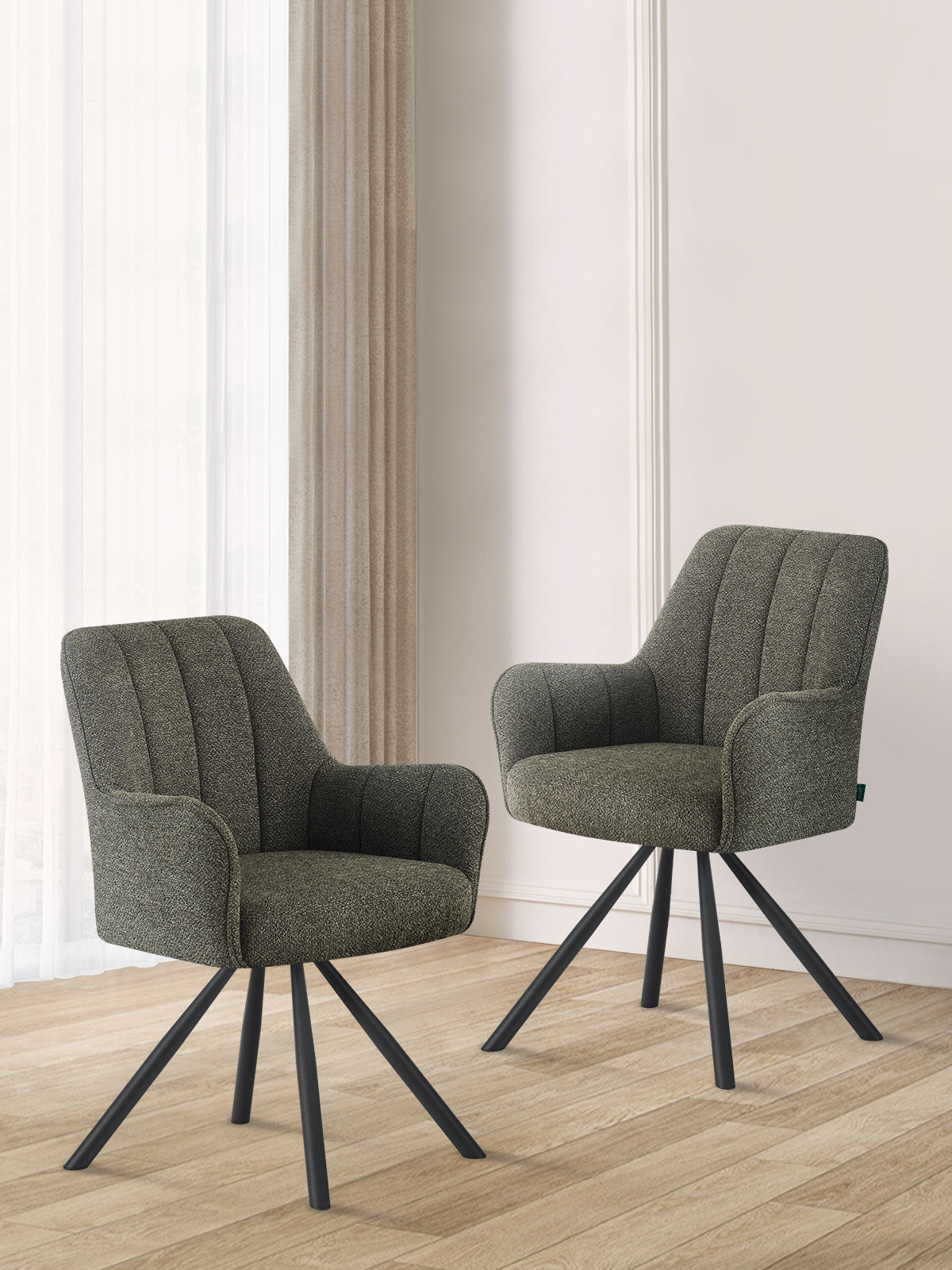 Esszimmerstühle THOMAS-ELLA 2er Set, 180° drehbar mit Rückholfunktion