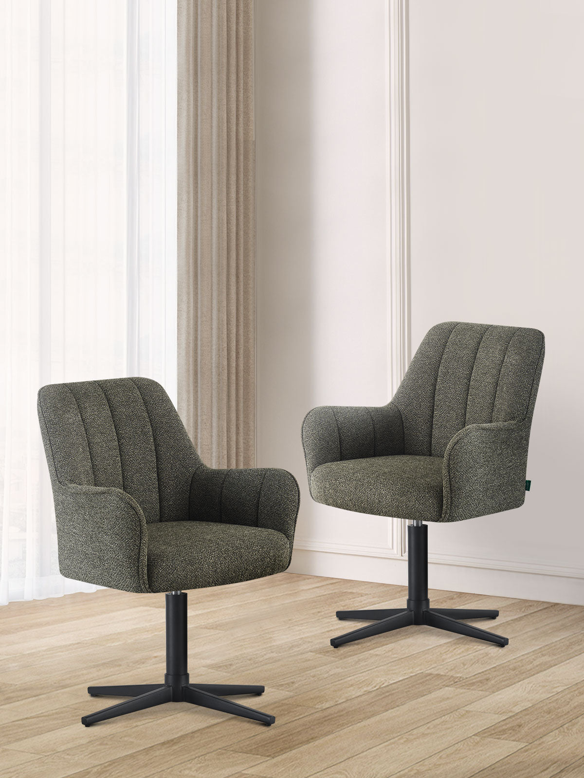 Esszimmerstühle THOMAS-ROMY 2er Set, 360° drehbar, Zeitloser Drehstuhl mit Rückholfunktion