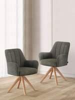 Esszimmerstühle THOMAS-FINA 2er Set, 360° drehbar, Massivholzgestell