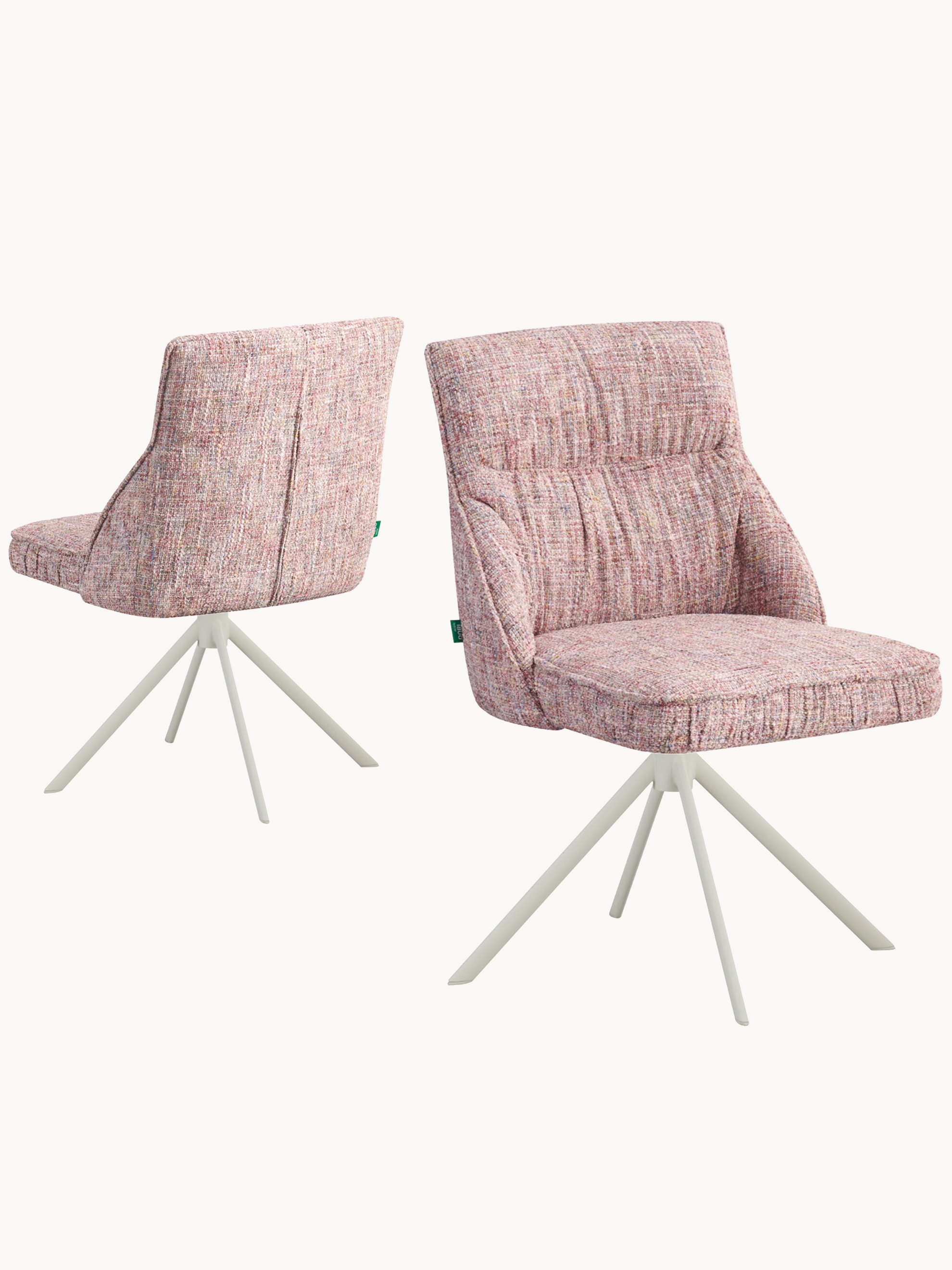 LINNEA - Polsterstuhl 2er Set mit weißem Metallgestell