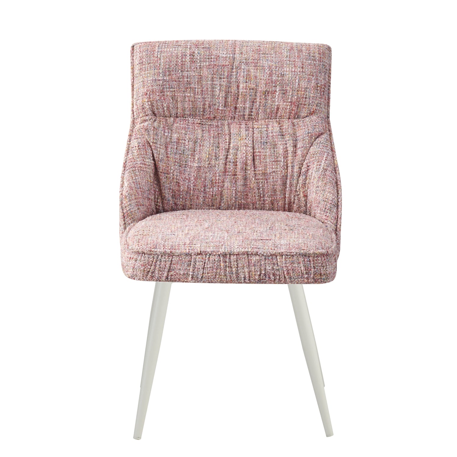 MELINA 2er Set, zeitloser Polsterstuhl mit Metallbeine in weiß